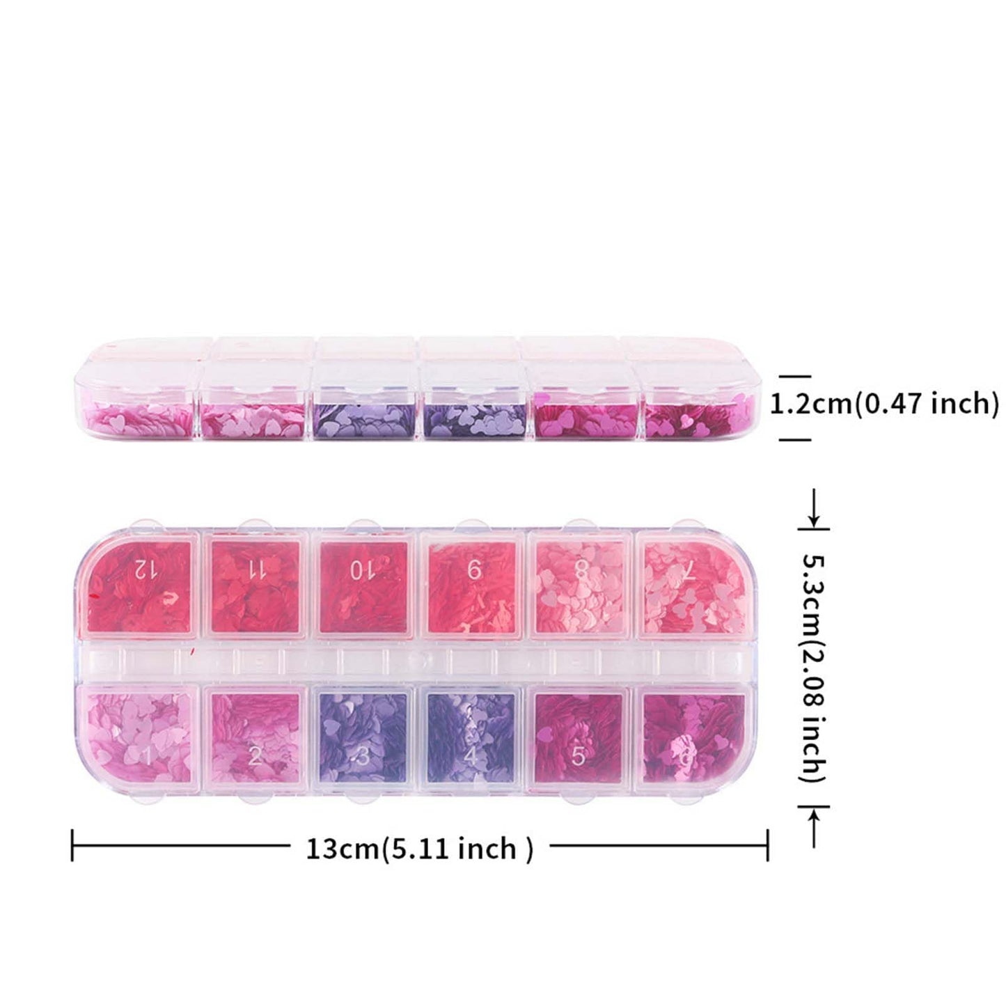 2Box Heart Nail Stickers Glitter Decal Valentine’s Day Nail Glitter Sequins 3D Holographic Laser Nail Sequins Colorful Nail Glitter Flakes Love Nail Sequins Design for Women Acrylic Nails Accessories