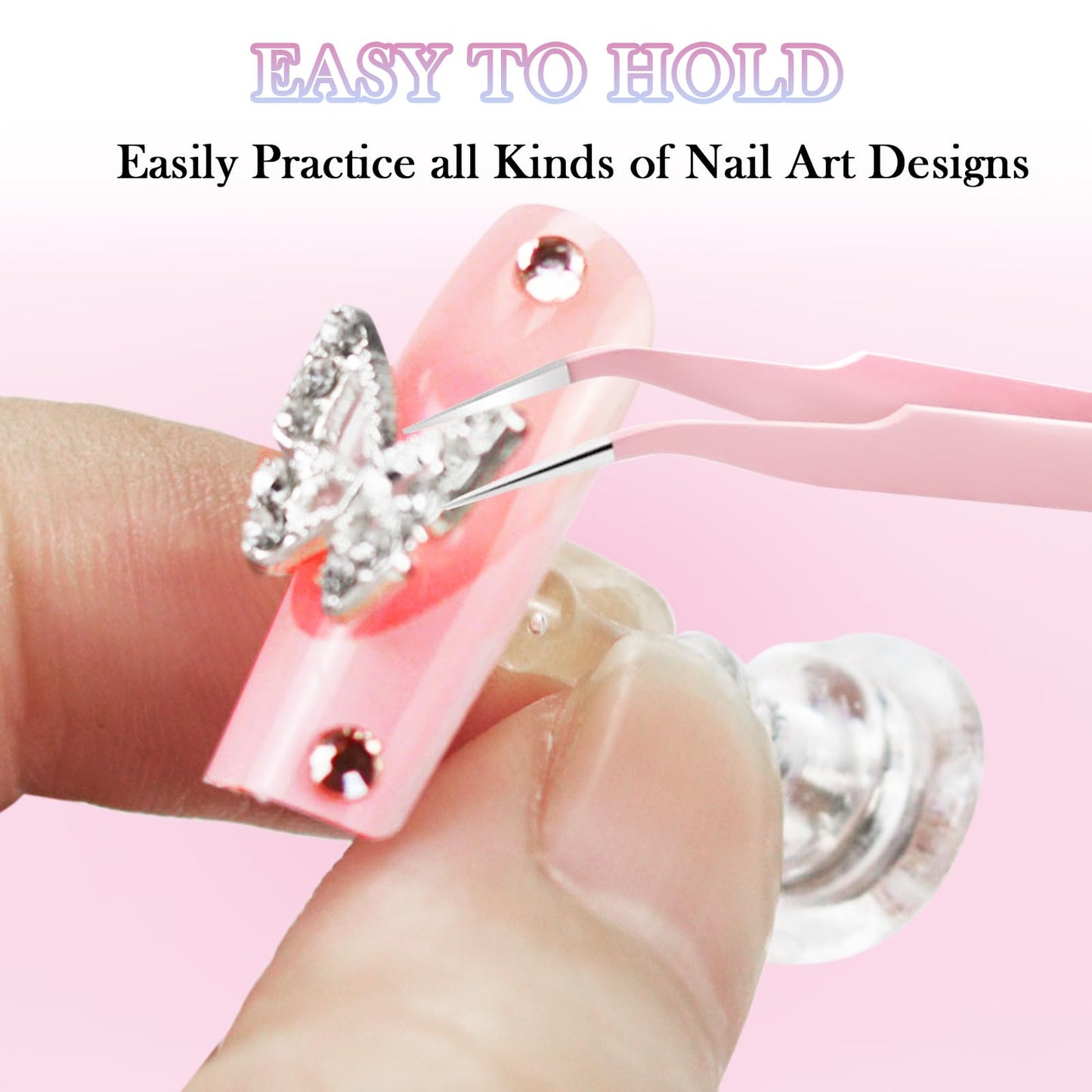 ESUOHYM 50 PCS Nails Packaging Bags with Nail Stand for Fake Nail, Holographic Press On Nail Storage Container Nail Art Kit for Diy Design,Nail Cardboards with 2 Double-sided Adhesive Tape Salon Home