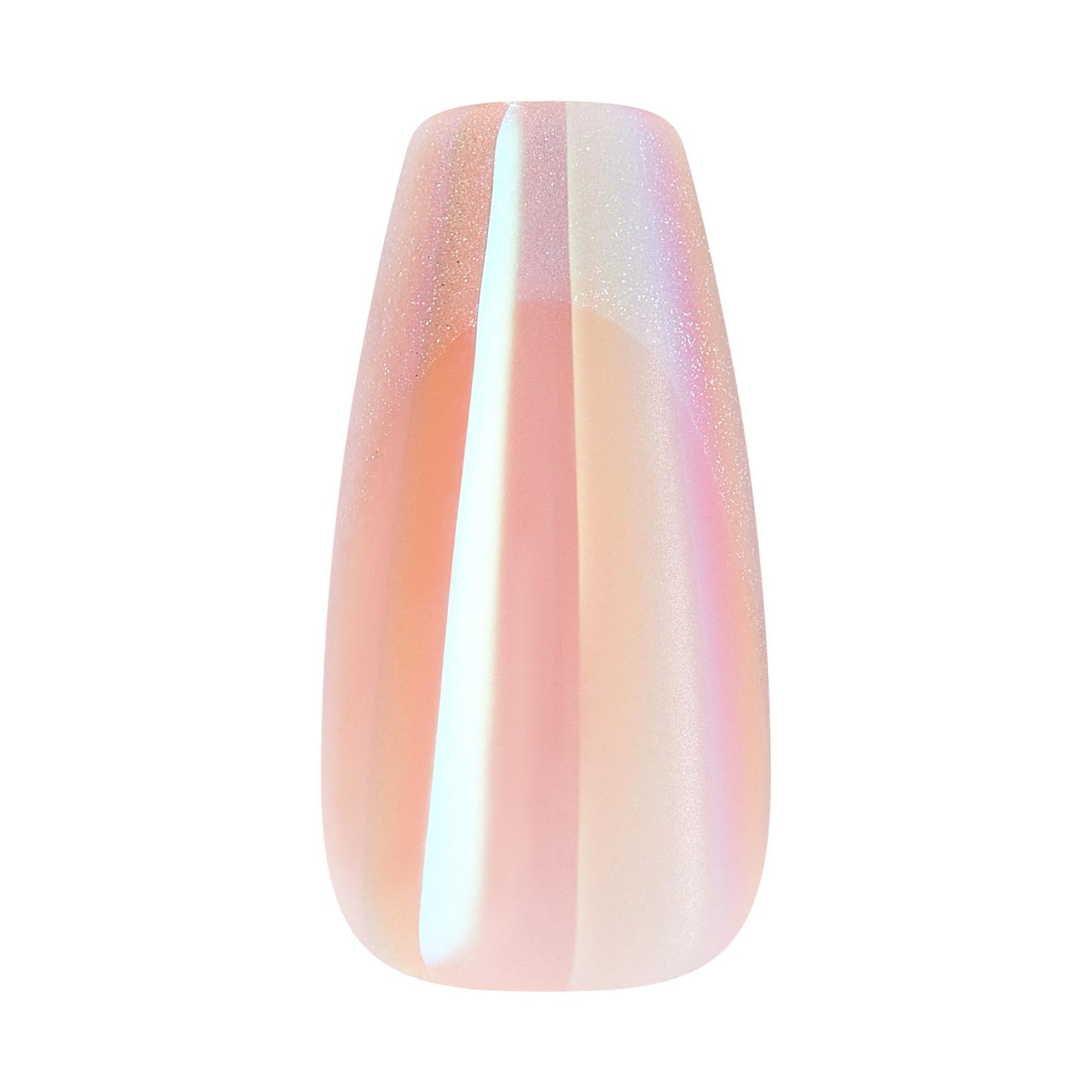 Kiss Glam, Press On Nails, Nail glue included, 'Dusk Mirage', Beige, Medium Size, Coffin Shape, Includes 32 Nails, 2g Glue, 1 Manicure Stick, 1 Mini File
