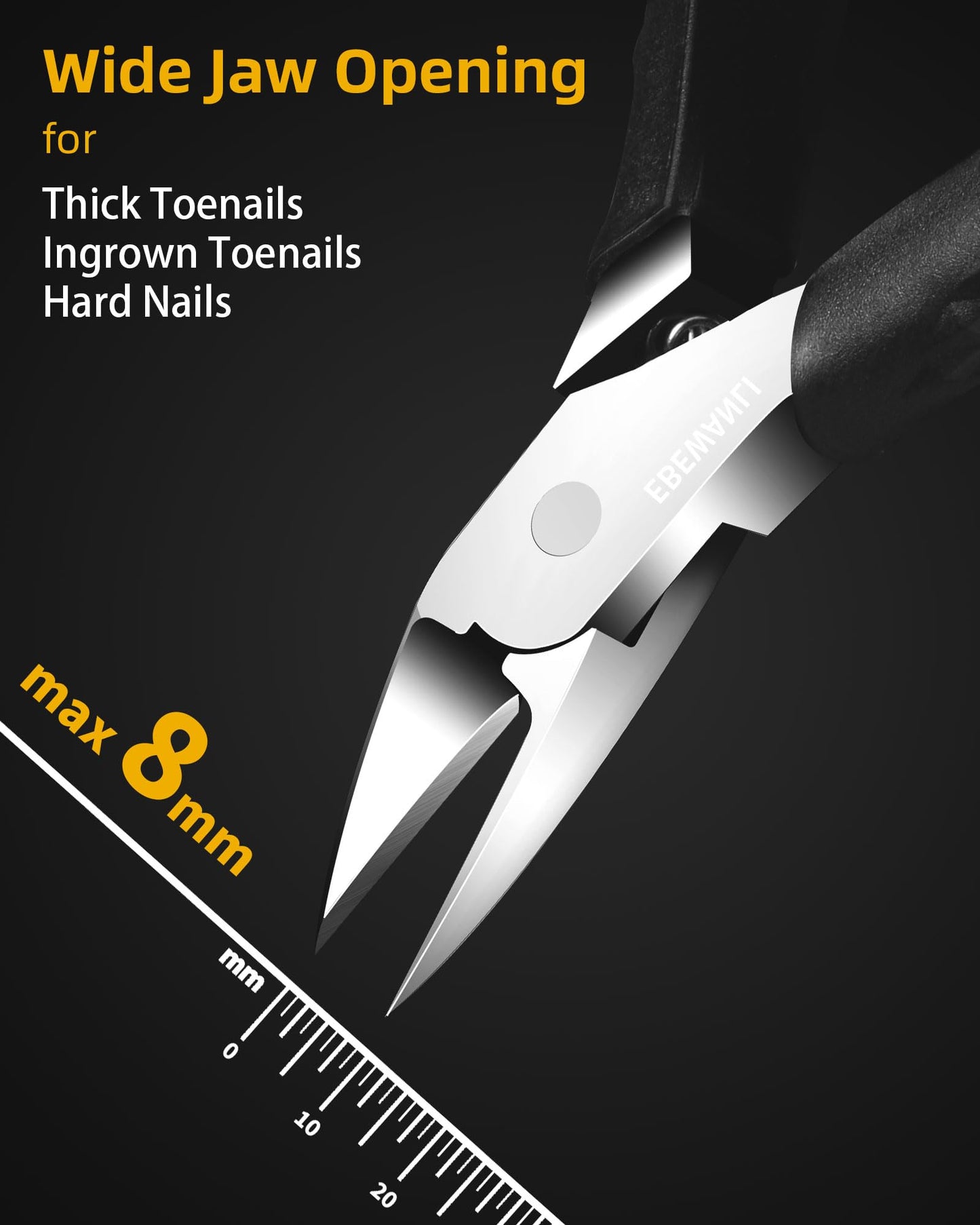 EBEWANLI Straight Nail Clipper, Heavy Duty Straight Toenail Clippers for Thick Toenails or Ingrown, Stainless Steels Toe Nail Nipper Cutter with Non-Slip Handle for Seniors, Men, Women