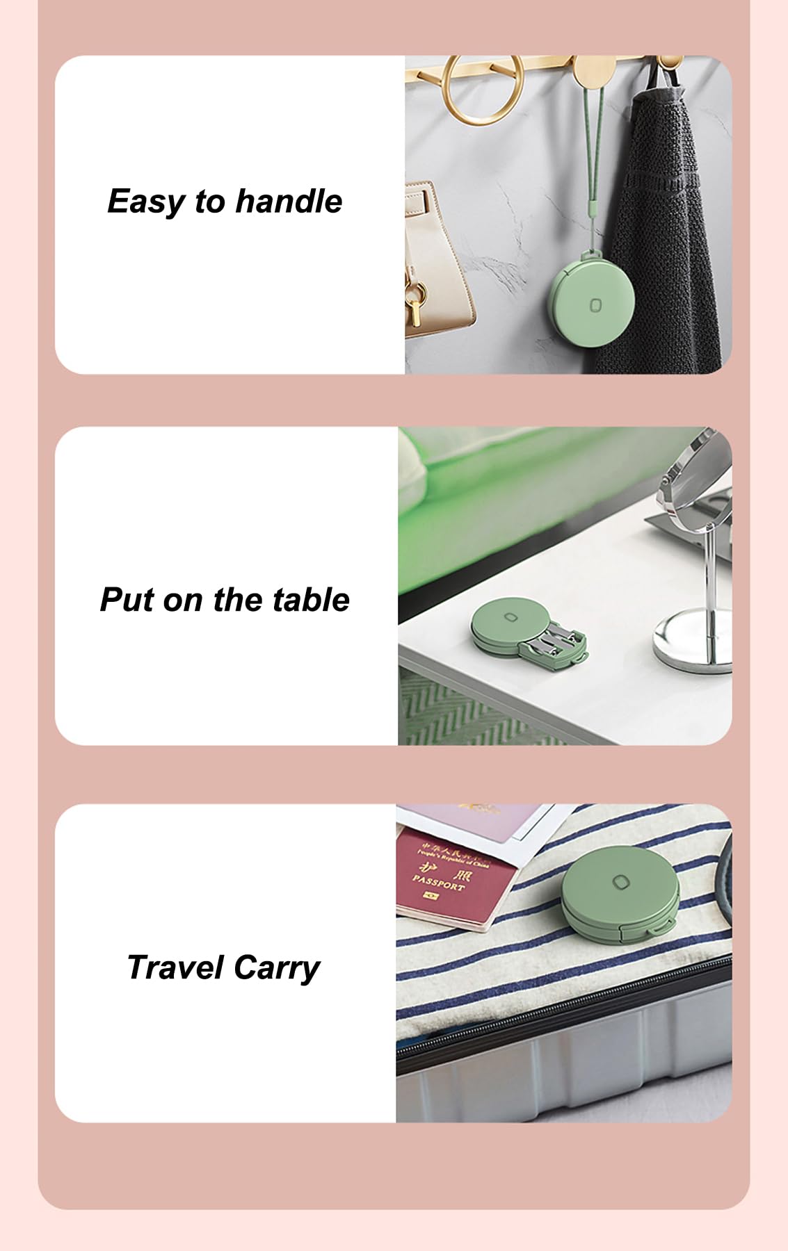 Portable 3-in-1 Stainless Steel Manicure Set with Macaron Green Carrying Case - Includes Nail Clippers, Nail Files, and Cuticle Trimmer - Ideal Travel Nail Cutter Kit for Men and Women