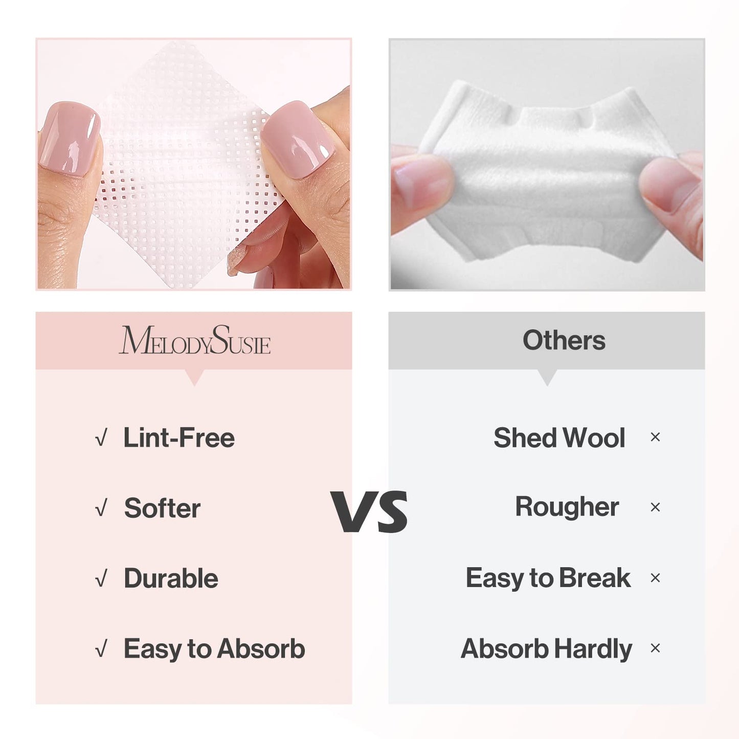 MelodySusie Professional 5 in 1 Nail Drill Bits, 3/32'' & MelodySusie Lint Free Nail Wipes for Gel Nail Polish 1050Pcs Absorbent Soft Non-Woven Nail Tech Art Salon Supplies Dip Nail Remover Pads