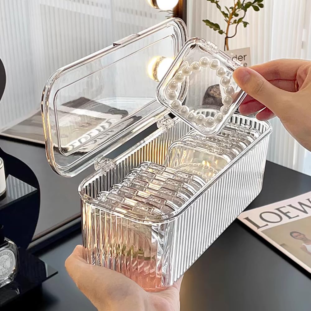 JOBEDE Press On Nail Case, 10 Pcs Press on Nail Boxes with1 Big Storage box 60 Pcs Adhesive Double Sided Tape