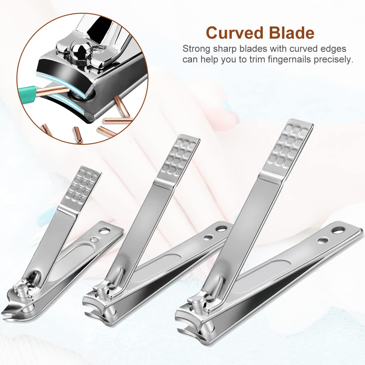 Nail Clippers Set 18 Pieces Stainless Steel Manicure Kit, Professional Grooming Kits, Nail Care Tools with Luxurious Travel Case
