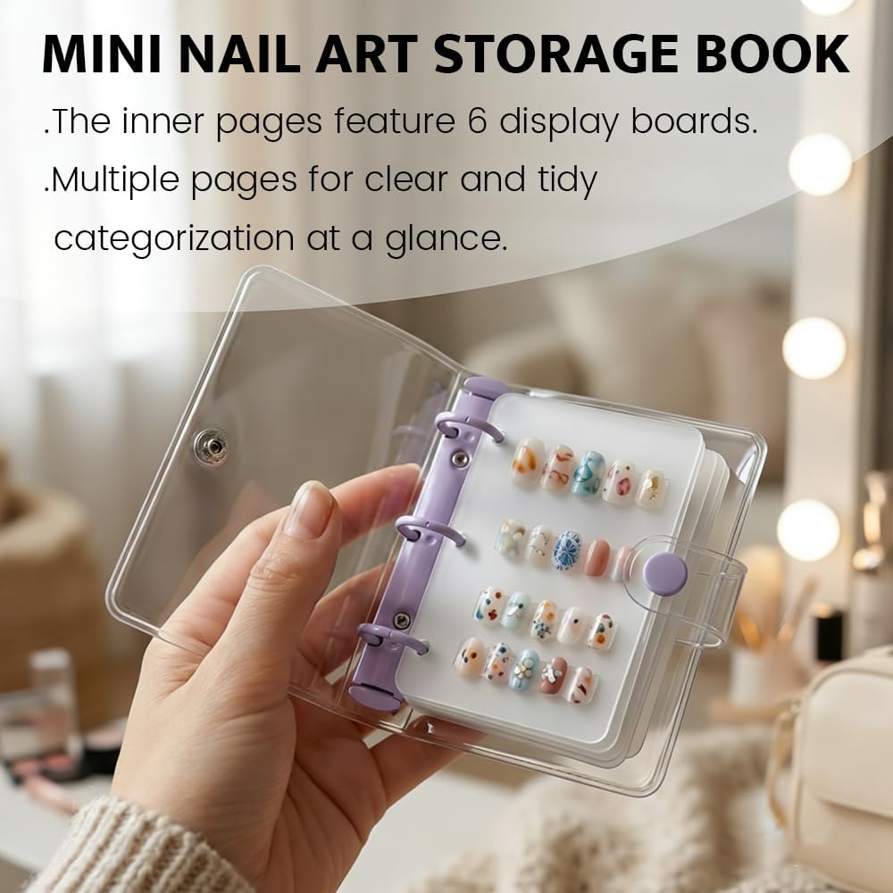 Nail Organizer Display Book Set,12 PCS Clear Press On Nail Storage Boards with 60 Double-Sided Tapes,Nail Display,Fake Nail Holder,Press On Nail Packaging,Nail Art Display Stand,Nail Business Supplies