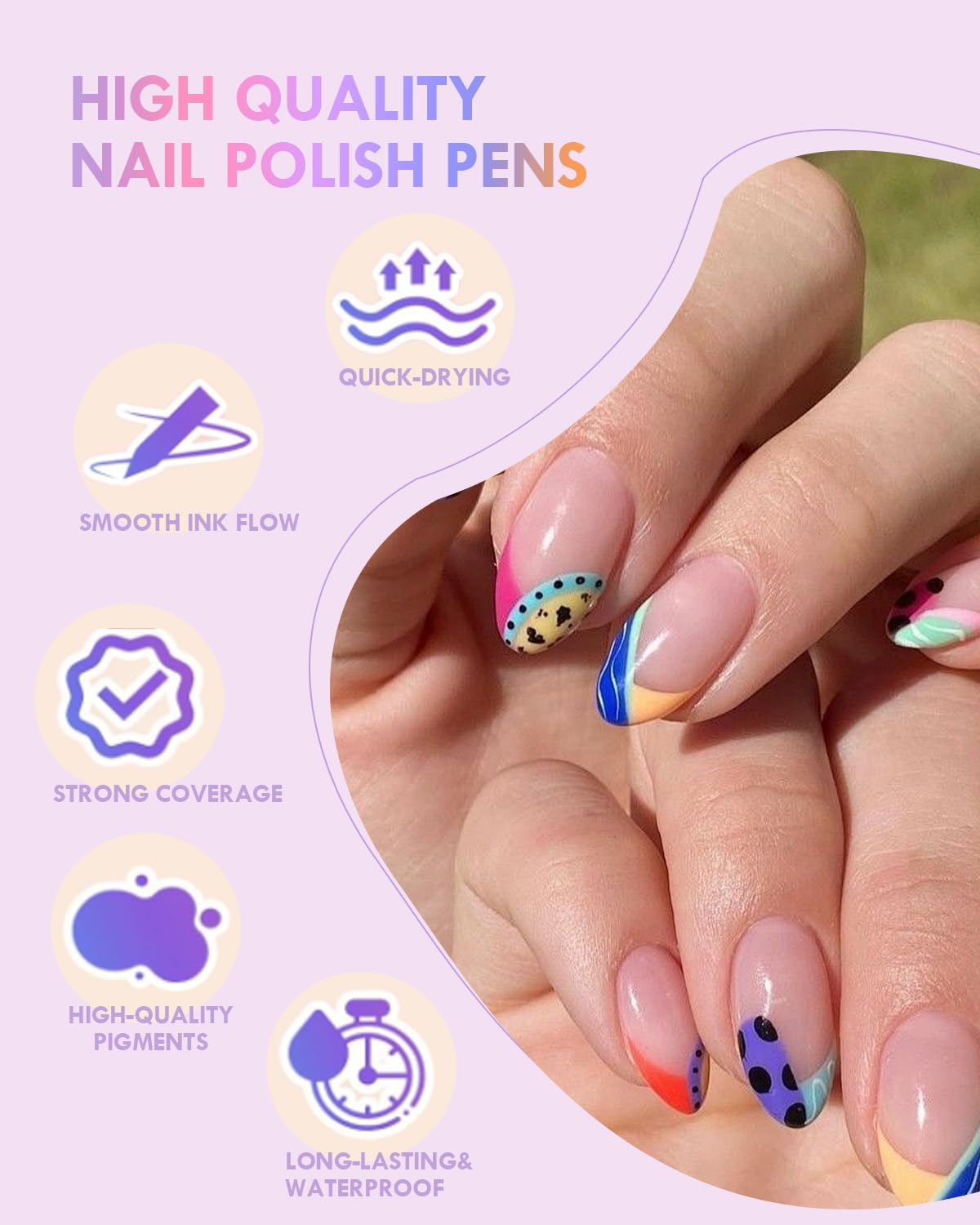 Xipan 36 Colors Nail Art Pens Set, 3D Nail Polish Pens Quick-Drying Nail Art Acrylic Paint Nail Point Dotting Liner Pen Tools for Home & Salon Nail DIY