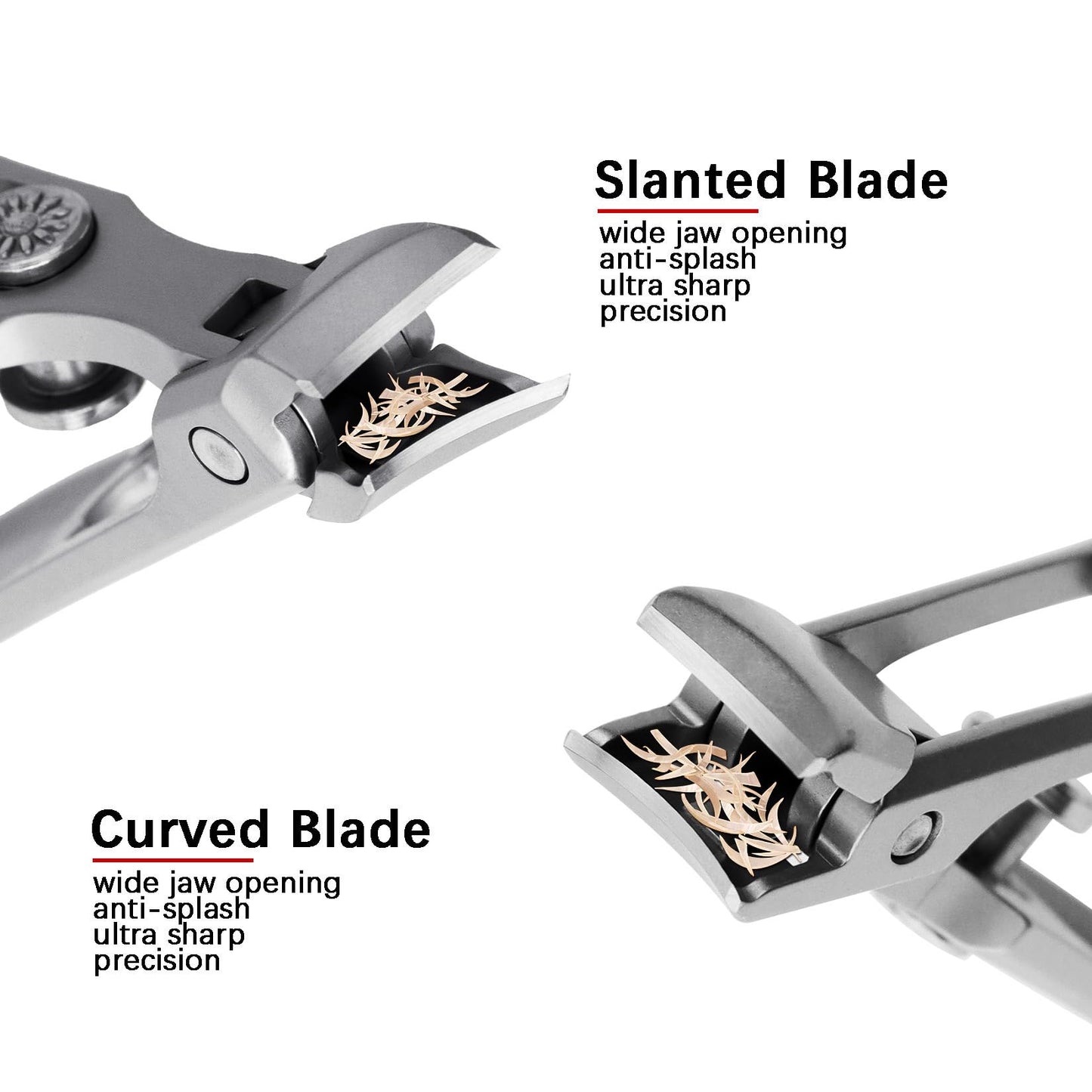 VOGARB Curved and Slanted Nail Clippers Set for Men, Toe Nail Clippers for Seniors Thick Toenails, Large Wide Jaw Opening Sharp Nail Cutter with Catcher Heavy Duty for Adult Women