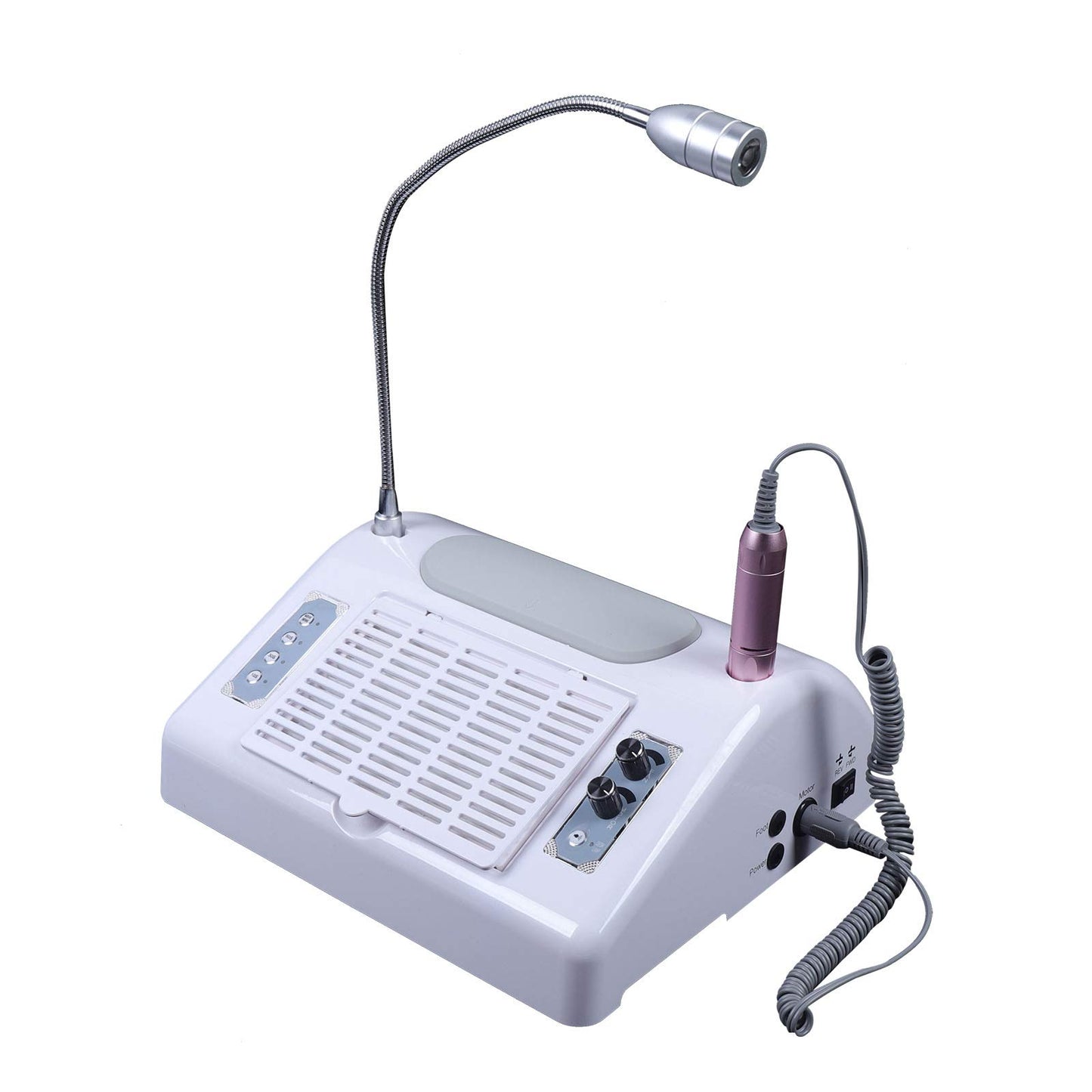 Kathring Nail Dryer Vacuum Multi-Purpose Manicure Machine, 5in1 UV Manicure Machine with 30,000rpm Electric Nail Drill, 96W UV LED Nail Lamp, 6W Table Lamp and Hand Pads for Salons and Homes