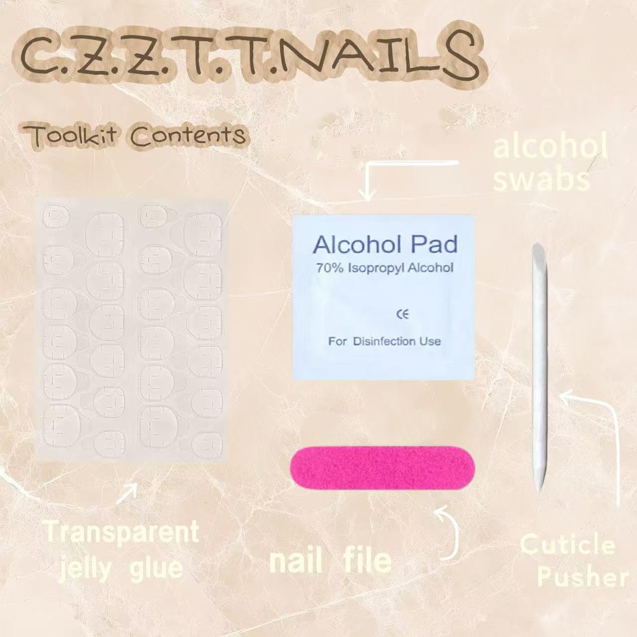 C.Z.Z.T.T.NAILS Fairytale Garden Press-On Nails, 24 Pieces Almond Shaped Artificial Nails with Swan and Floral Art Design, Reusable False Nail Tips in Pastel Colors
