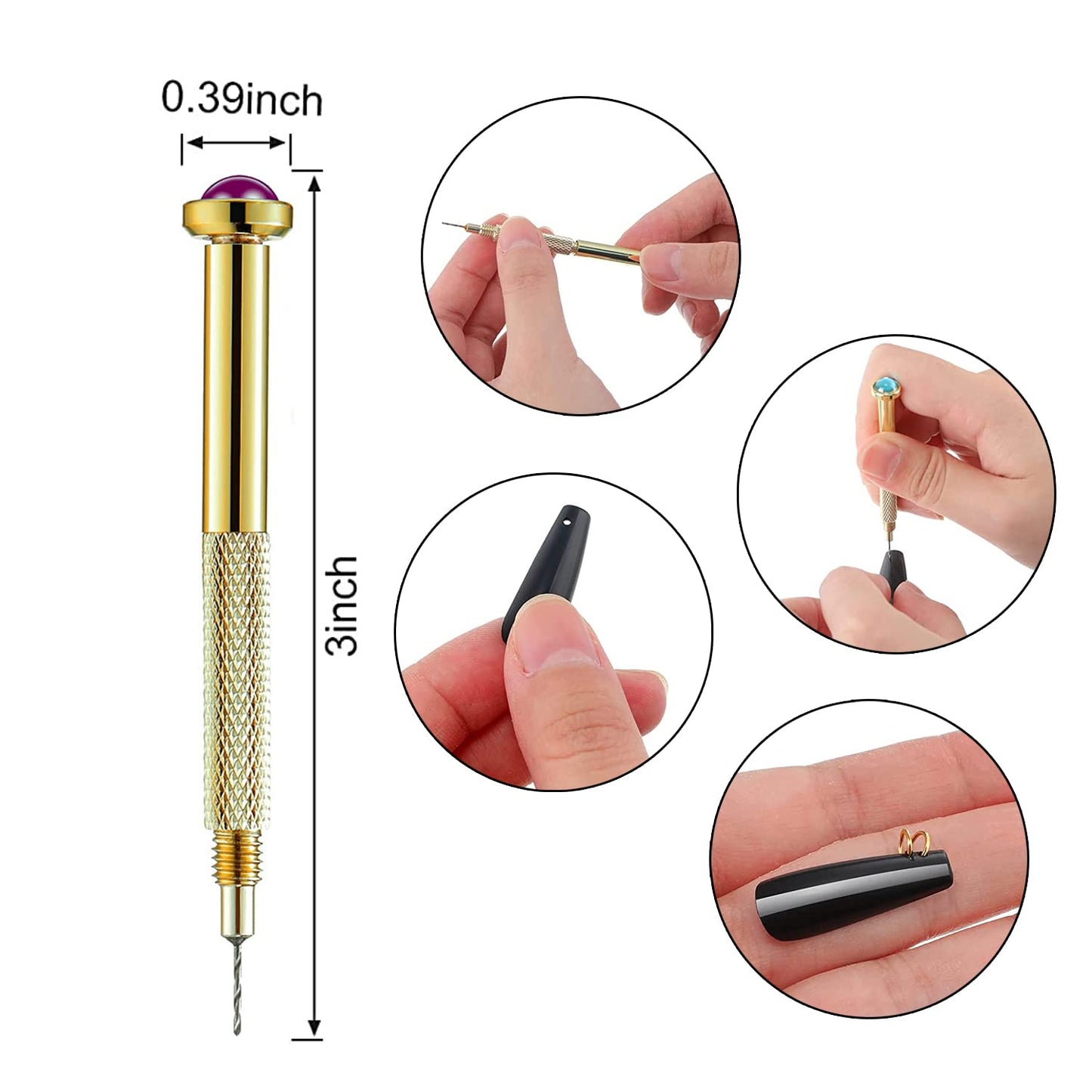 DANNEASY 1070pcs Nail Art Dangle Charm Piercing Tool Hand Drill Charms Jump Rings Connectors Accessories for Jewelry Craft Making (Gold)