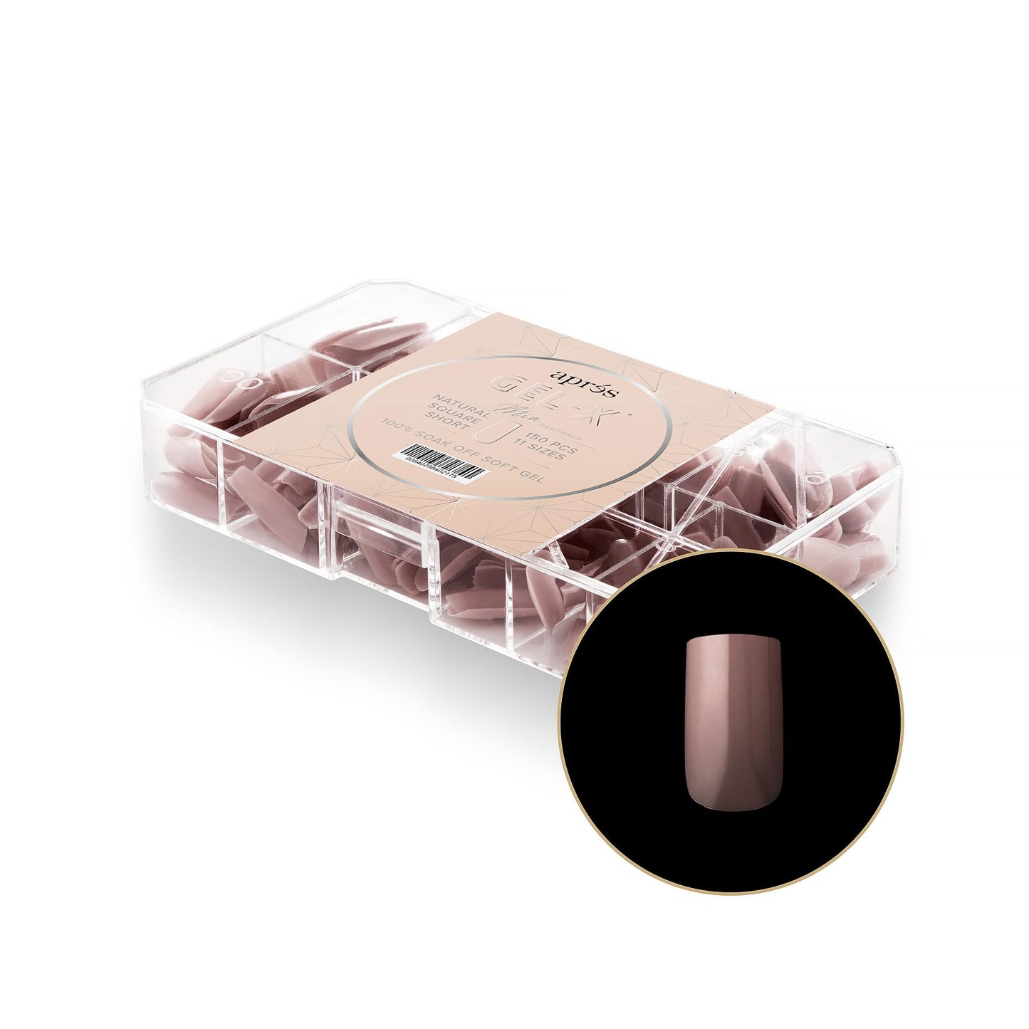 Apres Neutrals Gel-X Mia Box Of Press On Nails, 11 Sizes 00-9, Soft Gel Nail Tip Box (150pcs) (Natural Square Short, 150pcs)