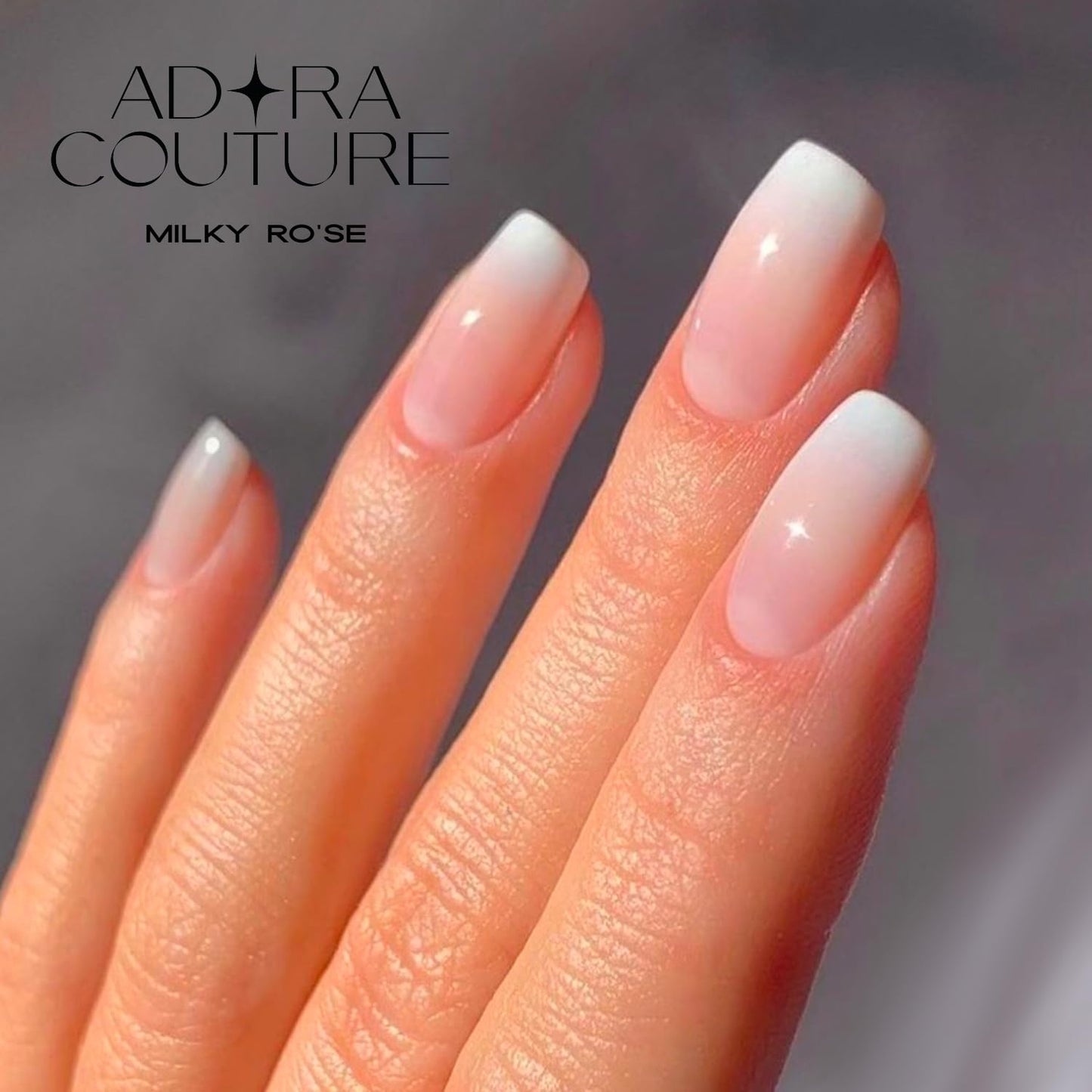 Adora Couture Semi Cured Gel Nail Strips with 30 Pieces - Salon Quality Manicure Kit for Women Easy Application Wraps Includes Prep Pads Nail File Wooden Stick, UV Light Required (Milky Rose)
