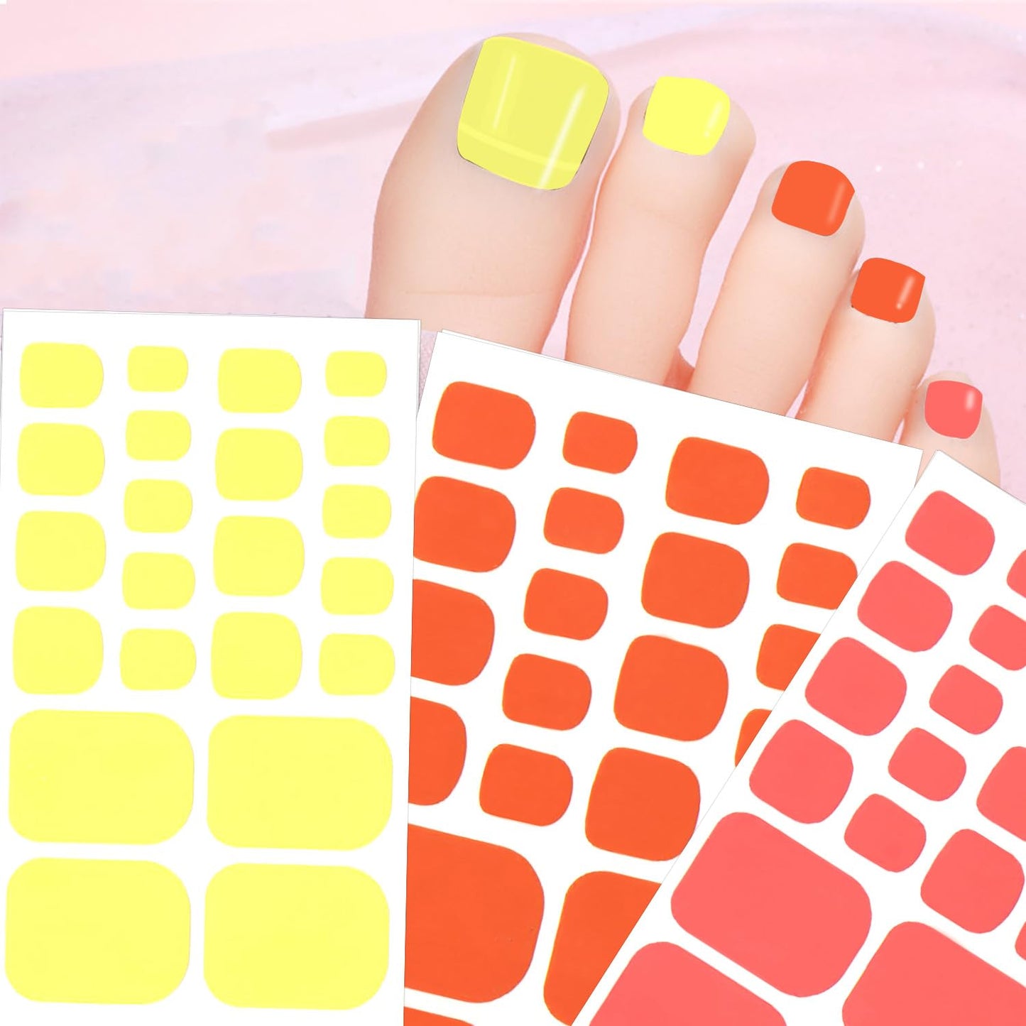 JERCLITY 440 Pieces 20 Sheets Solid Color Toenail Polish Strips Full Nail Wraps for Women Nail Art Wraps Toe Nail Stickers for Toes Nail Polish Stickers for Toenails Decals
