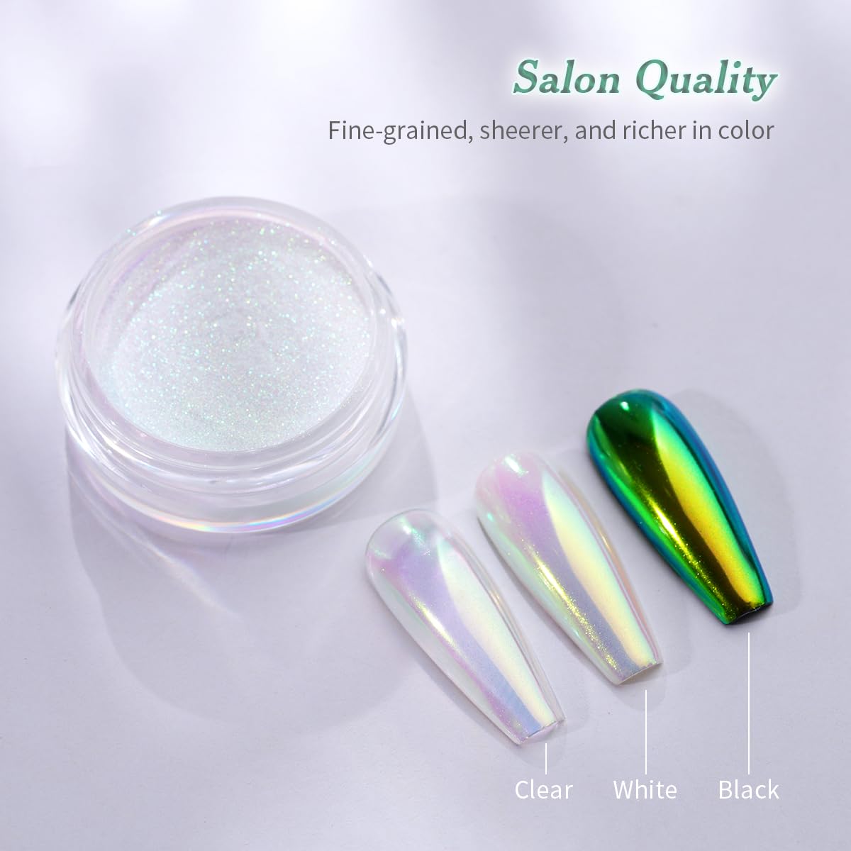 Pretty Diva Aurora Chrome Nail Powder, Unicorn Mermaid Iridescent Chrome Powder for Nails, Aurora Nail Powder Glitter Pigment Iridescent Nail Chrome Powder for Gel Nail Art Decoration