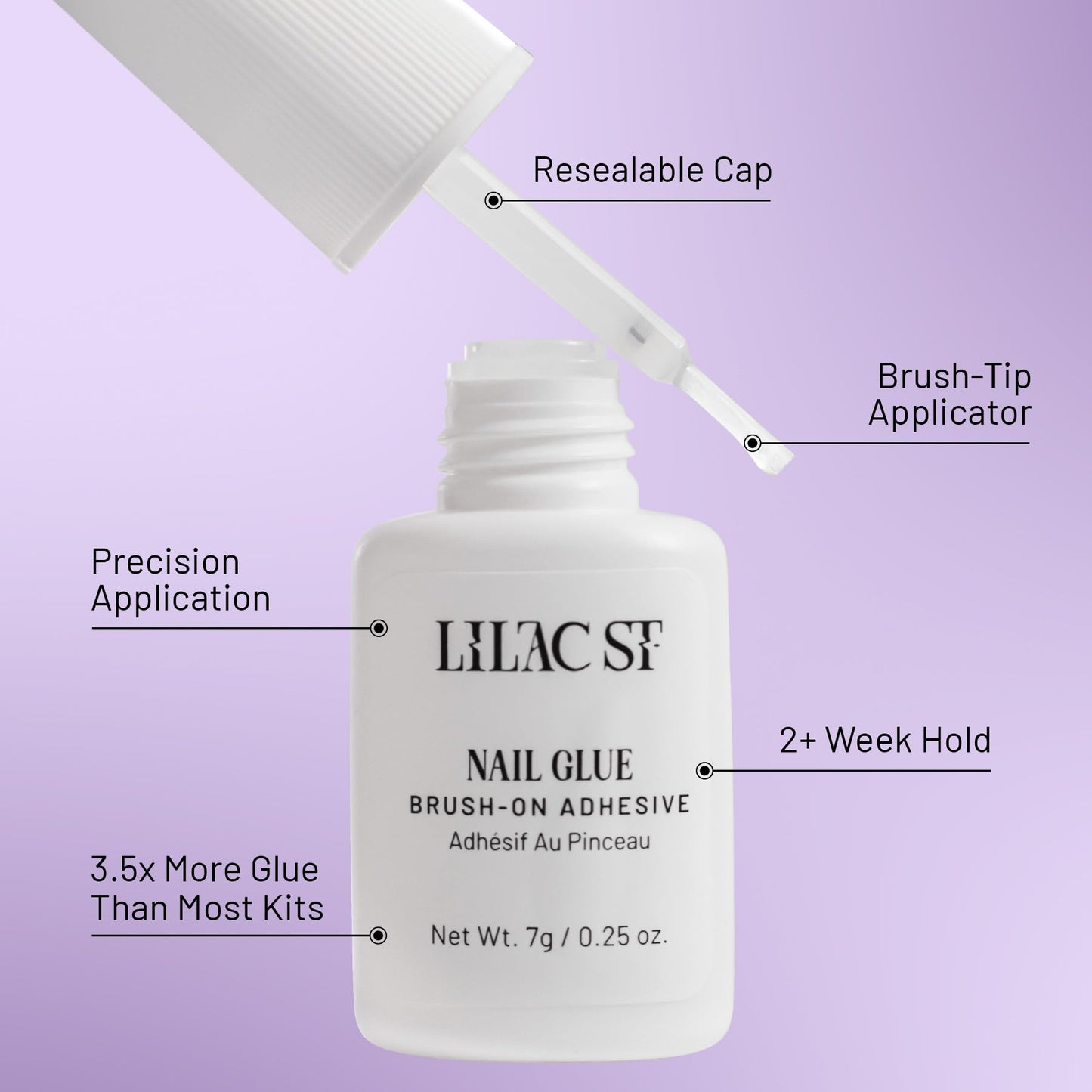 Lilac St - Press on Nails, Semi-Sweet (30 Nails, 15 Sizes) - Short, Square, Matte + Glossy, Opaque - Brush On Nail Glue, Nail File, Cuticle Stick, Prep Pad - Cruelty Free, Vegan, Women Founded