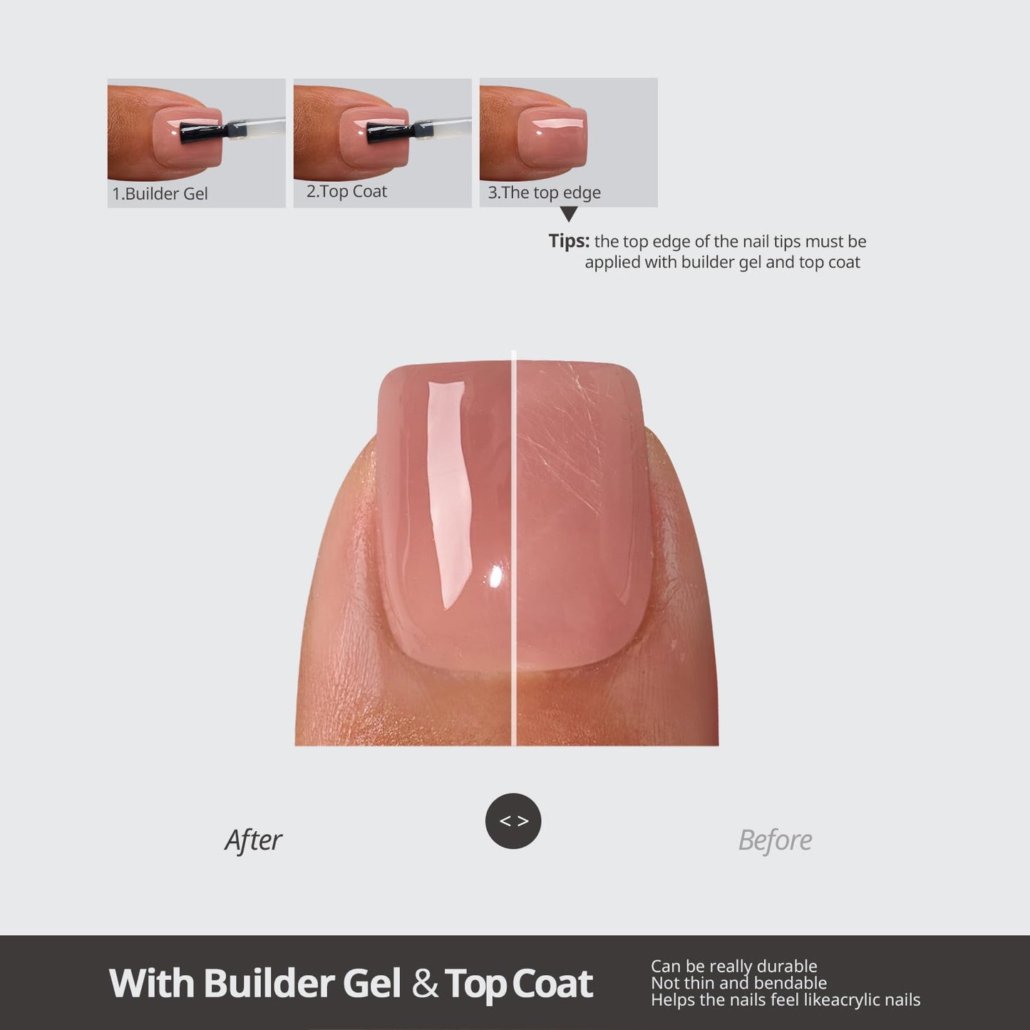 BTArtboxnails XCOATTIPS Bare 5-Shades Nude Press on Toenails - 4-Week Wear Square Toenails, Easy to Apply, Soak Off, Salon Quality Value at Home, 15 Sizes - 150 Fake Nails