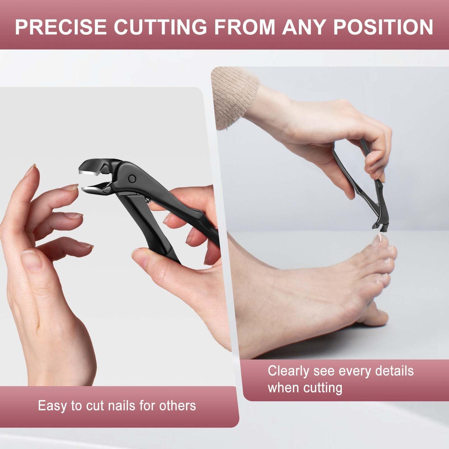 Nail Clippers for Men - Long Handled Toenail Clippers for Seniors Thick Toenails, Heavy Duty Large Nail Clippers for Thick Nails with Wide Opening, Sharp Nail Cutter Gifts for Men Women Adults, Black