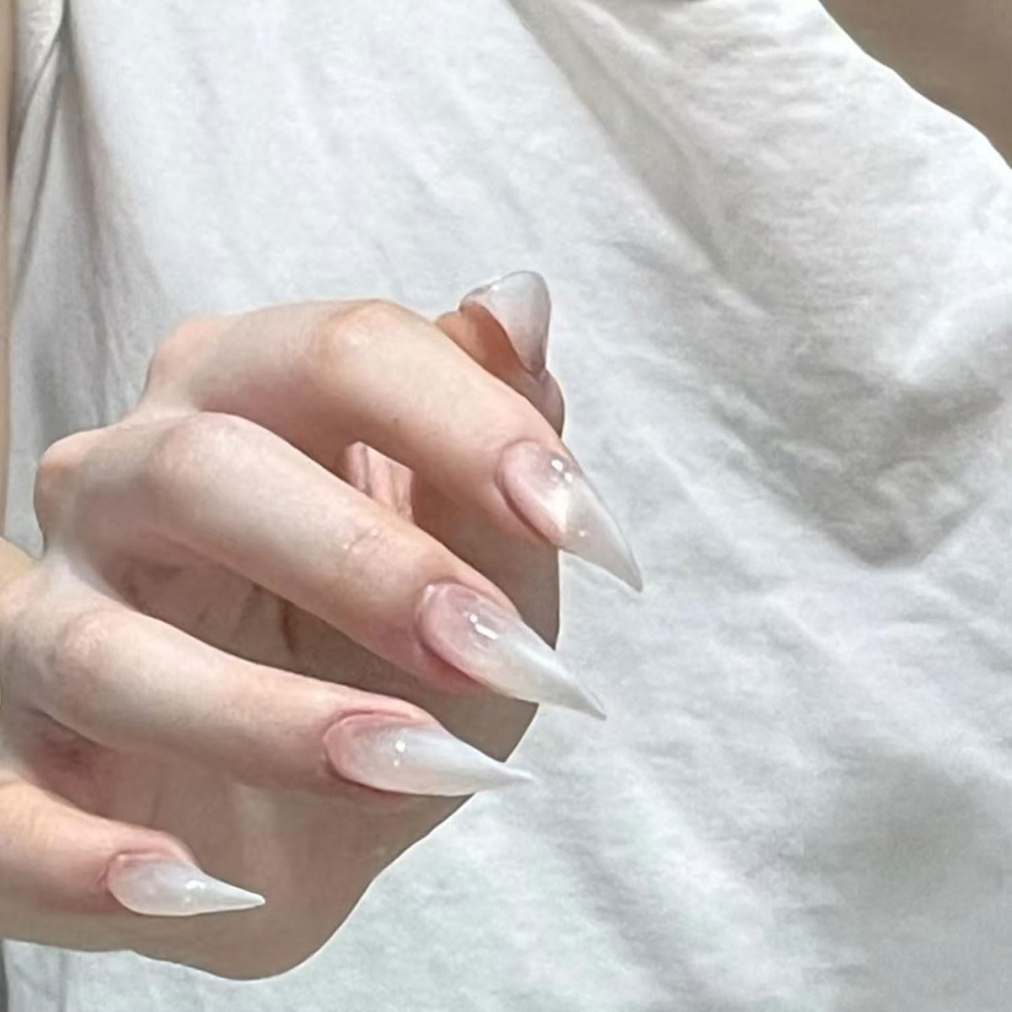 10 Pcs Handmade Press on Nails Short Curved Unique Stiletto Eagle Claw Acrylic Fake Nail with Dragon Claw Design Thickened Goth Nails Press Ons Full Cover Reusable Nail for Women（S）