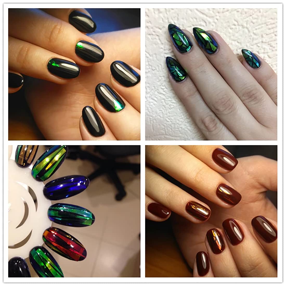 Glass Nail Foil Stickers, 30 Rolls Glass Fragments Nail Art Foils Stickers Paper, Aurora Laser Design Nail Wraps Decals DIY&Salon Manicure Accessories