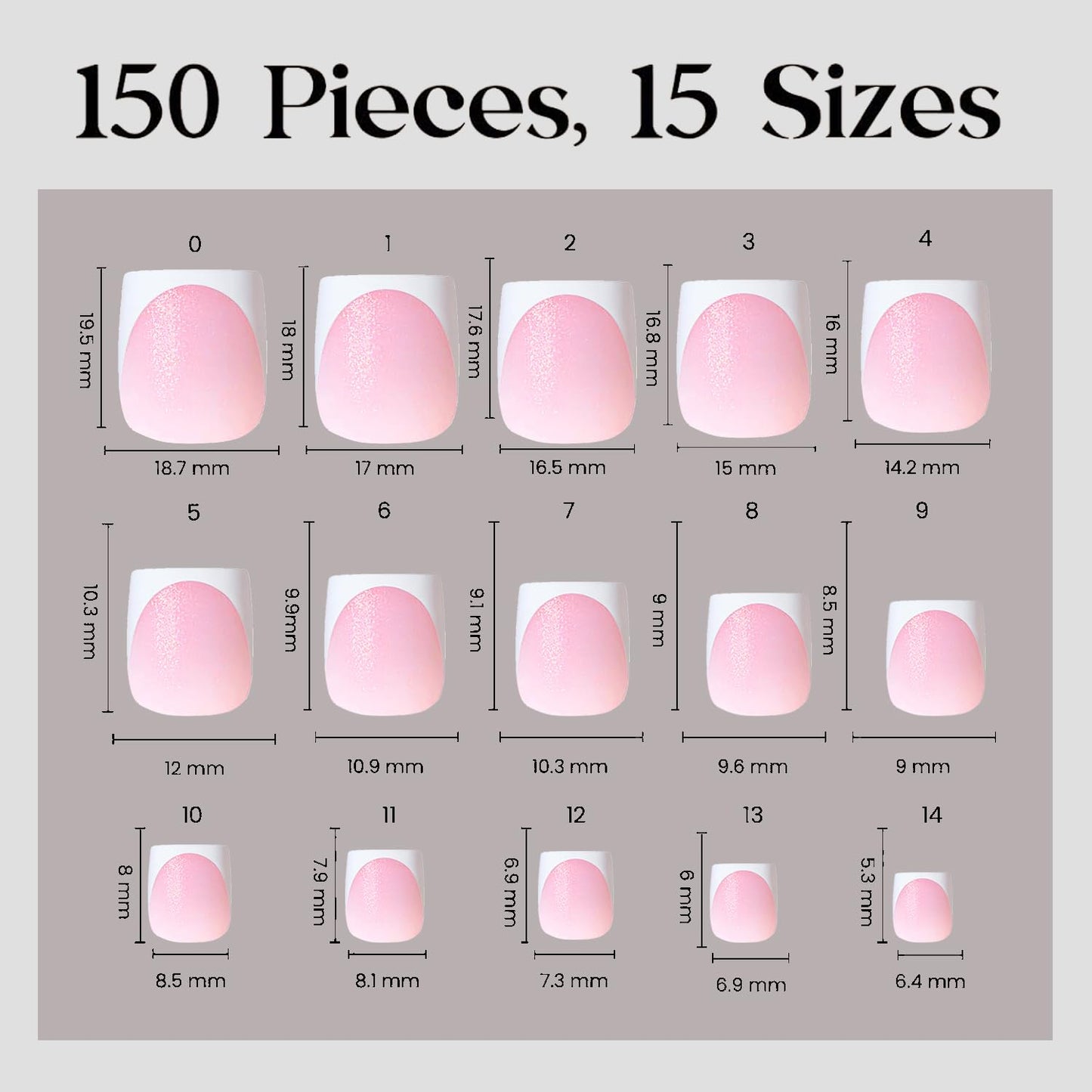 Dsixnails Pink Glitter Base Toe Nail Tips, 150pcs Short Square Press on Toenails for Women, Soft Toe Nail Press Ons, French Tip Toe Press on nails, Soak Off Acrylic Fake Toenails Extension in 15Sizes