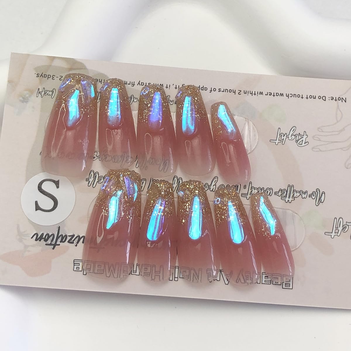 False Nails: Press on Nails Pure Handmade Designer Bridal Nail Reusable Fake Nails Luxury Rhinestones Stick on Nails French Tip Nail with Gifting Box for Brides & Party Lovers(Q007, M)