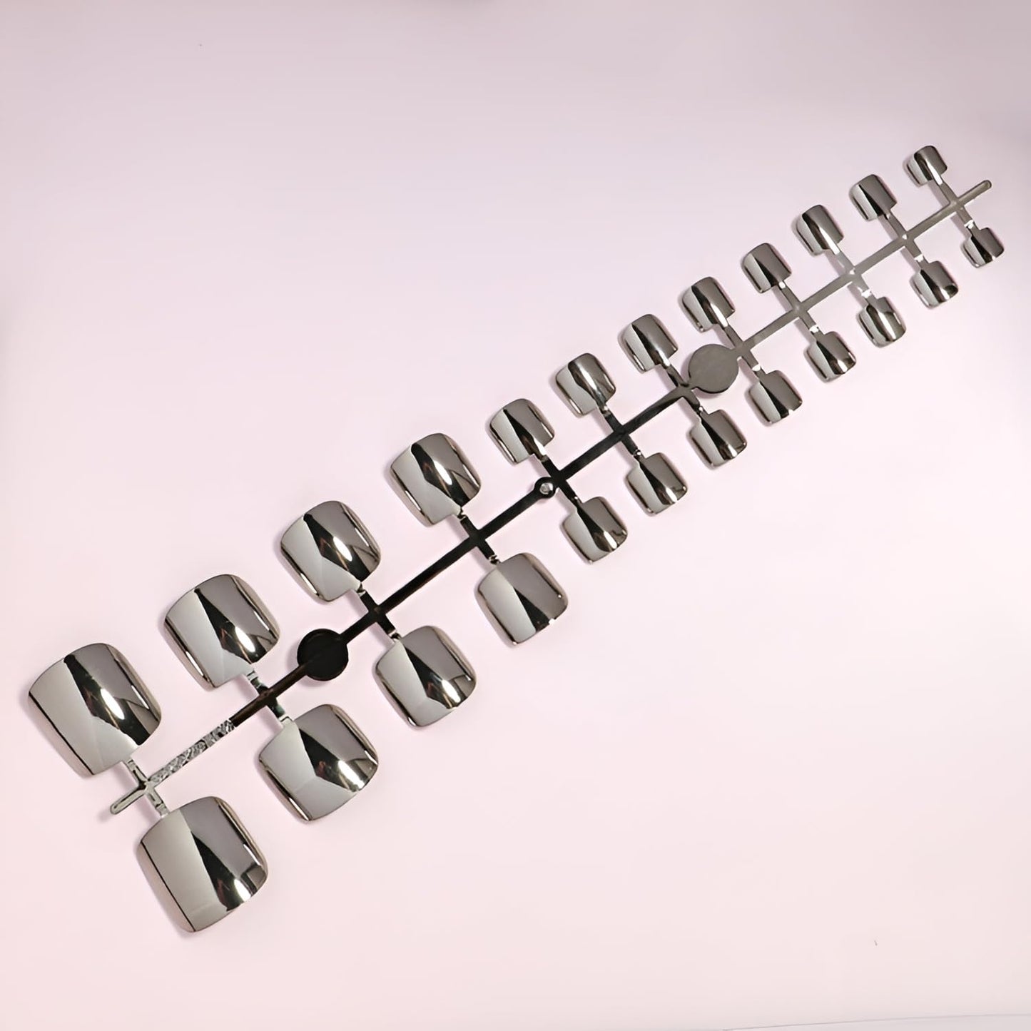 Silver Press on Toenails Square Fake Toe Nails Chrome Toenail Press ons Metal False Toenails Glossy Full Cover Acrylic Glue on Toe Nails Reusable Stick on Toenail for Women Decorations 24Pcs