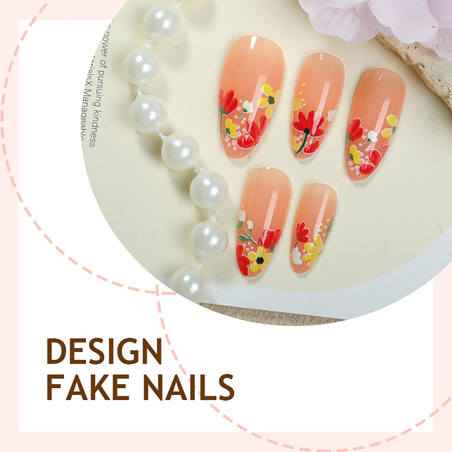 FIEONCIY Press on Almond Nails Short Length Glossy Acrylic Almond Shaped False Nails with Designs Artificial Medium Fake Nails with Charms Glue Stick on Fingernails for Women Girls(WSJ2397)