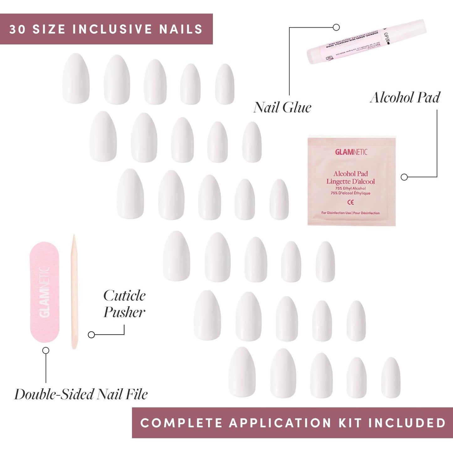 Glamnetic x GLAMZILLA Press-On Nails Bundle - I AM A RICH MAN? & Angel | Short Almond Fake Nails with Gold Foil | Opaque White Short Almond Nails | Durable, Salon-Quality Nail Kits