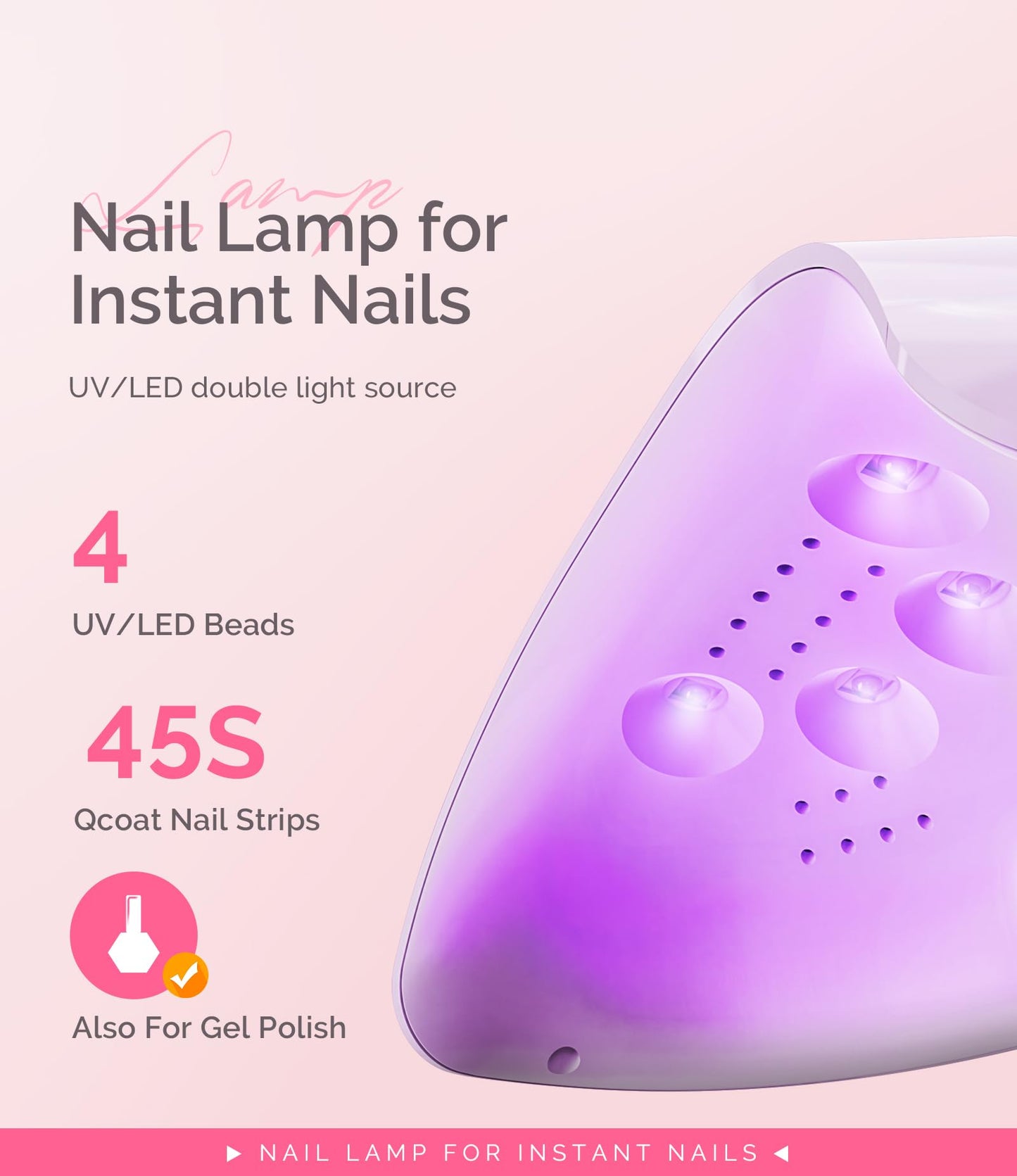 MelodySusie Pocket-Sized LED UV Nail Lamp with Ultra-Lightweight Design, P-ART04 UV Light Cures All Soft Gels at Home, Especially Instant Nails, Half-Cured Gel, Base Coat & Top Coat (Purple)