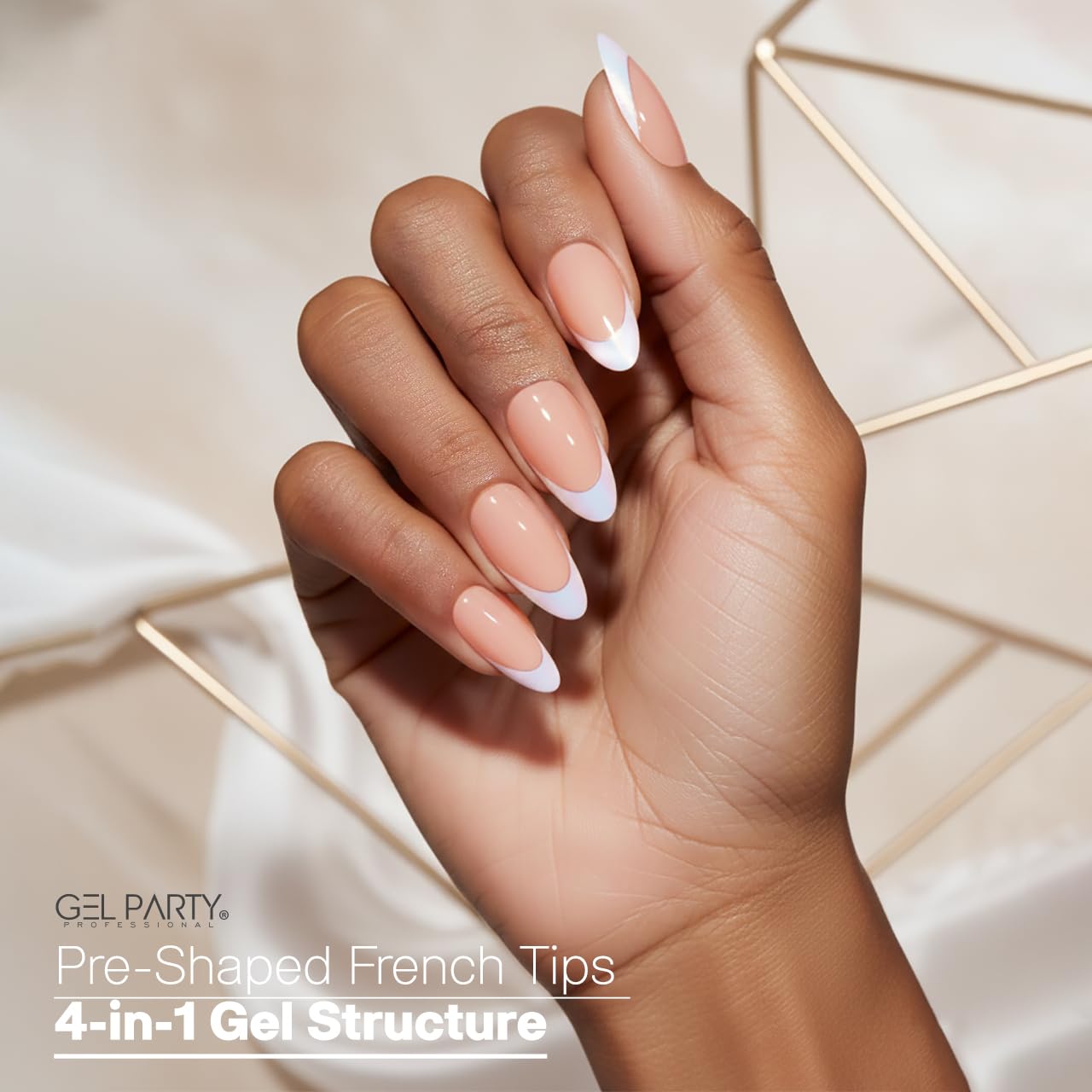 GELPARTY Soft Gel French Nail Tips – 150pcs, 15 Sizes, Pre-Shaped Nude Short Almond & Classic French Tips, Professional DIY Manicure, Long-Lasting & Easy Application