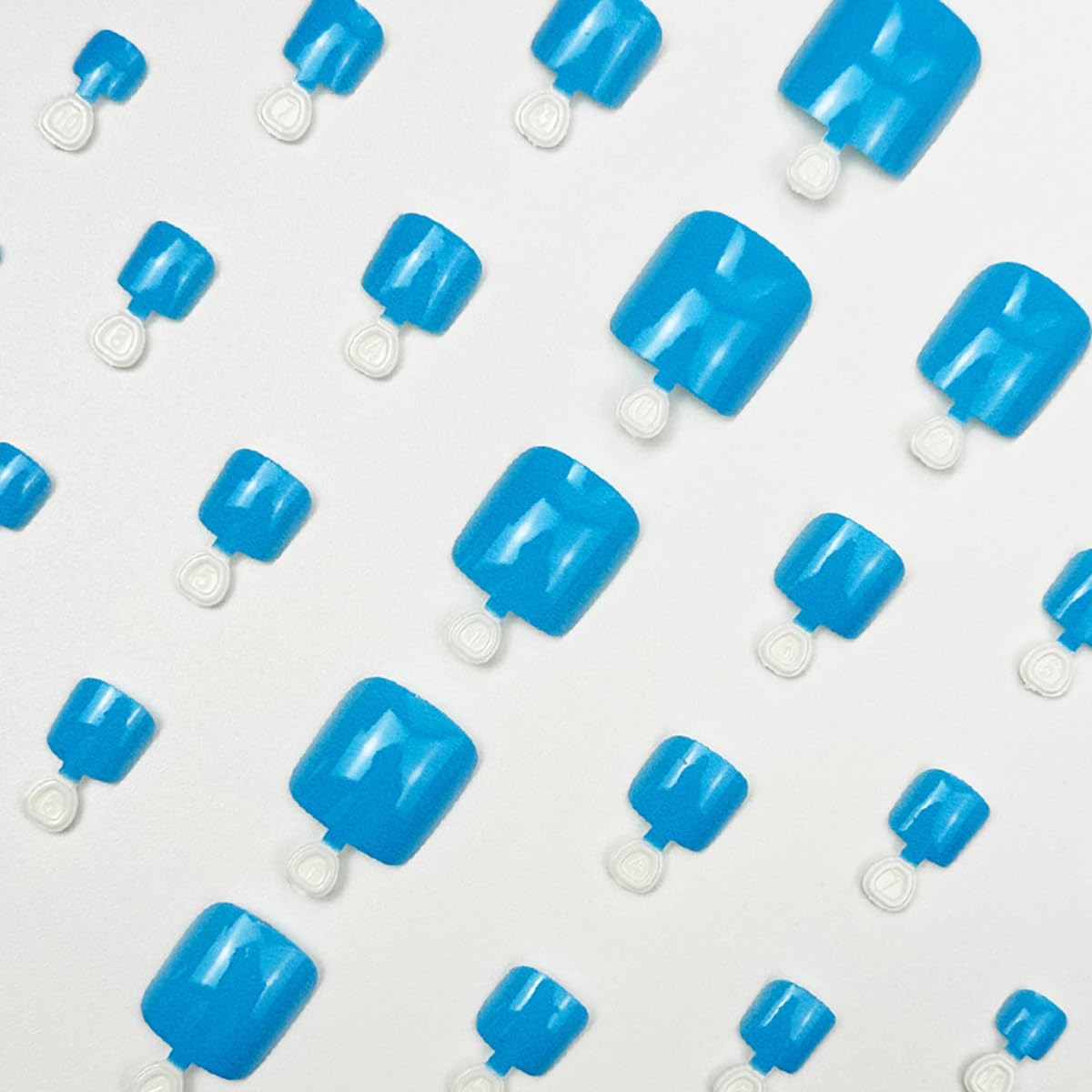 48Pcs Blue French Press on Nails Short & Press on Toenails Set - WLGDLH Fake Nails Press ons Nail Art Tips Cute Glue on Nails Full Cover Blue Fake Toe Nail White Flower Design Acrylic Nail Kit