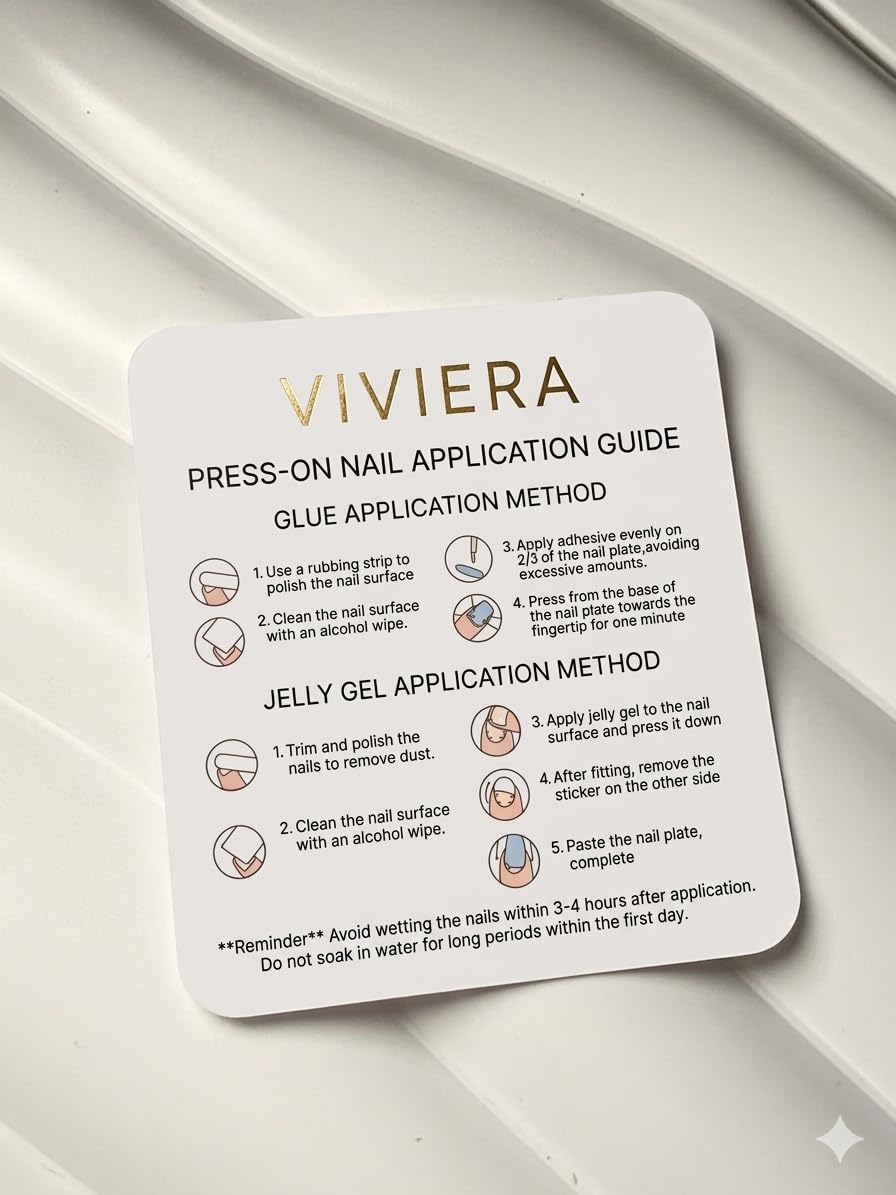 Viviera Press-On Nails, Nude with French Tip, Almond Shape, Handmade, 12 Count, with Manicure Kit