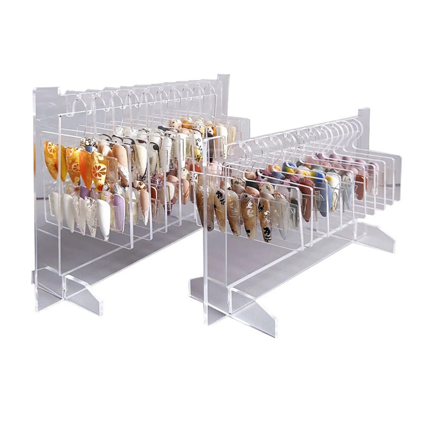 ZJchao Acrylic Nail Hanger Display Stand 10pcs Hangers Multi-Functional Desktop Organizer Portable Transparent Nail Sample Display Stand for Nail Technicians Large Size