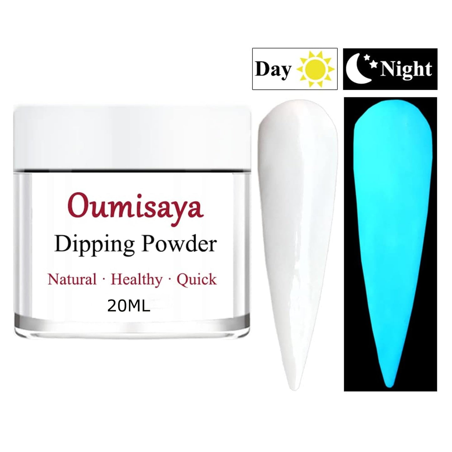 OUMISAYA Glow in the Dark Dip Powder Nail Kit 8 Colors Starter Set Clear Pink White French Nail Collection (Dip Liquid Set Not Included)