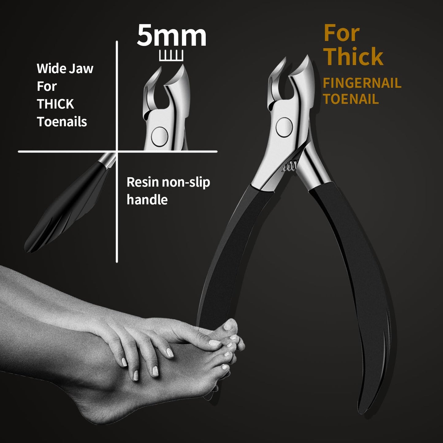 EBEWANLI Thick Toenail Clippers for Seniors Thick Toenails or Ingrown Nails, Curved Blade Heavy Duty Toenail Clippers Cutter, Sharp Nail Nippers Cuticle Trimmer, Large Toe Nail Clippers for Men, Women