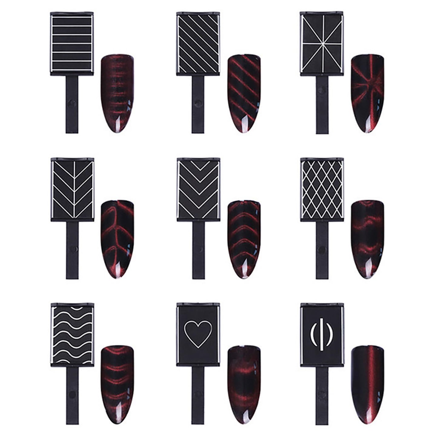 SILPECWEE 60Pcs Cat Eye Nail Magnet Tool Set Cat Eye Gel Nail Polish Magnet Wand Magnetic Nail Polish Cat Eye Magnet for Nails Cat Eye Magnets Sticks Nail Design Tool Nail Art Accessories