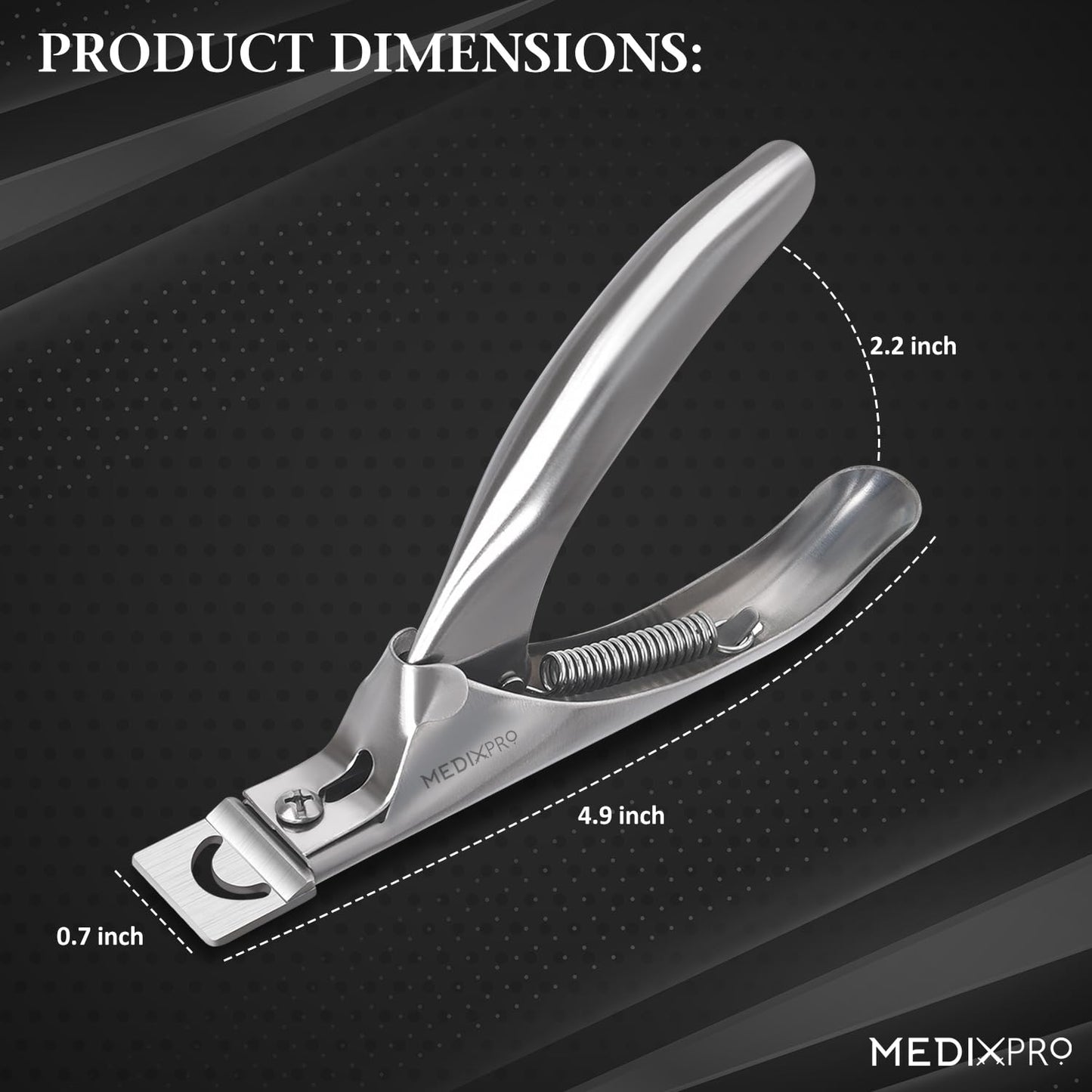 MedixPro Acrylic Nail Clipper with Magnet Silver Professional Nail Tip Cutter Adjustable Nail Extension Cutter Stainless Steel Sharp Blade for Acrylic Gel False Nails Manicure Pedicure Nail Art Cutter