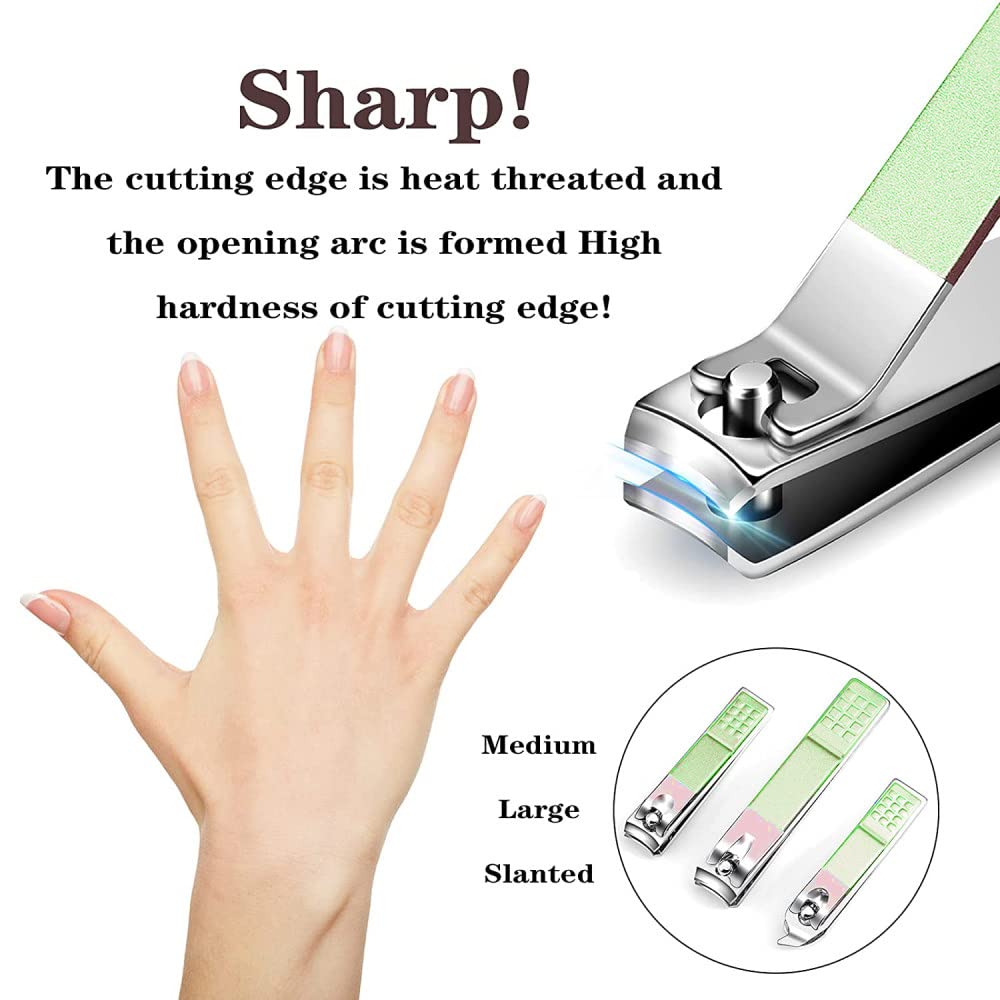 16pcs Manicure Set With PU Leather Case Nail Clippers Kit Pedicure Care Tools Nail Care Scissors Clippers Trimmer Nail Art Tools,New Green
