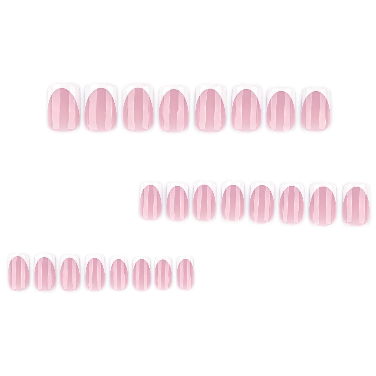 French Tip Press on Nails Short Square Fake Nails Glossy Nature False Nails Nude Pink Reusable Full Cover Acrylic Nails for Women Nail Decoration 24Pcs
