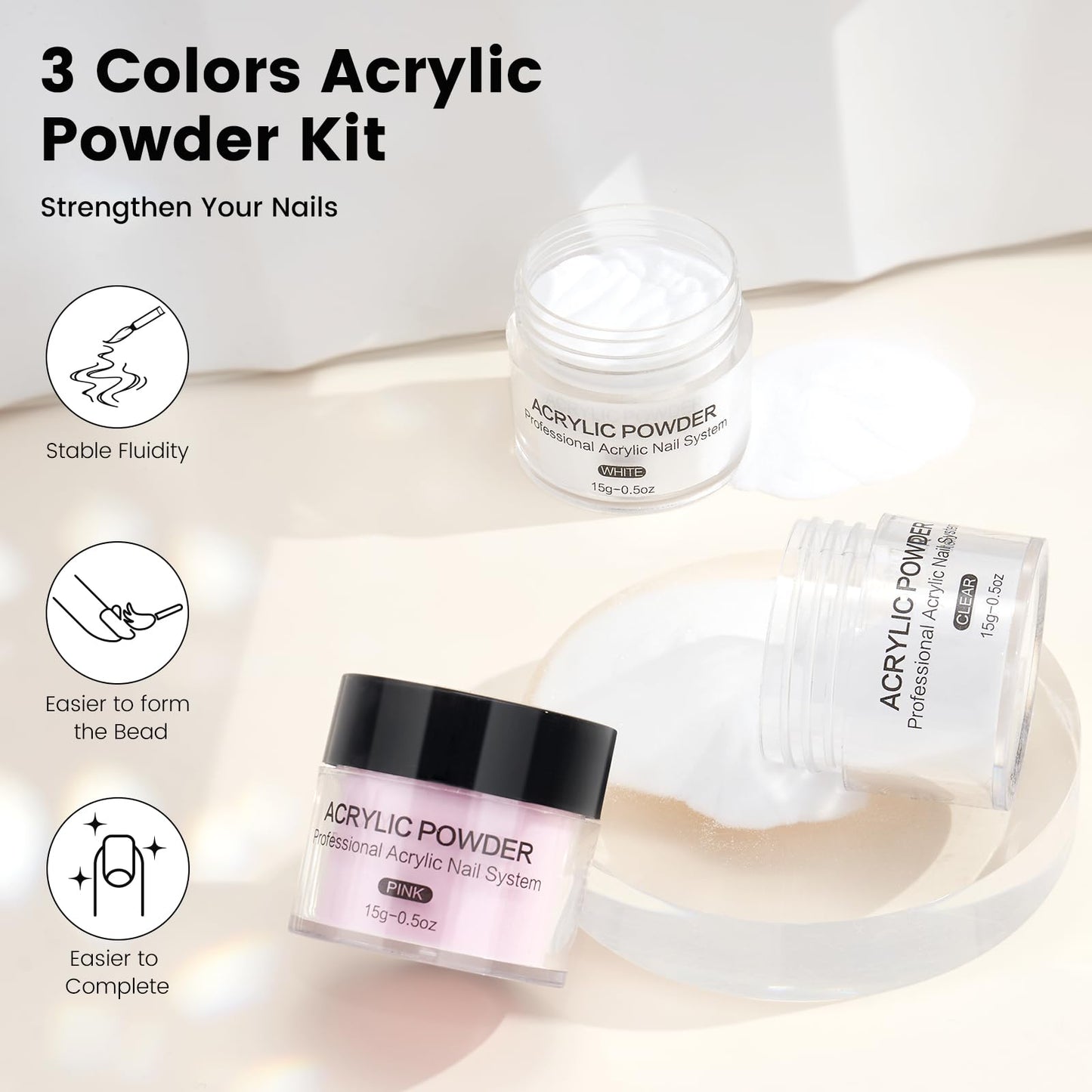 Acrylic Nail Kit for Beginners: Monomer Acrylic Nail Liquid Powder with Practice Hand U V Light Drill French Tips for Nail Starters with Everything Home Salon Gift Set (White)