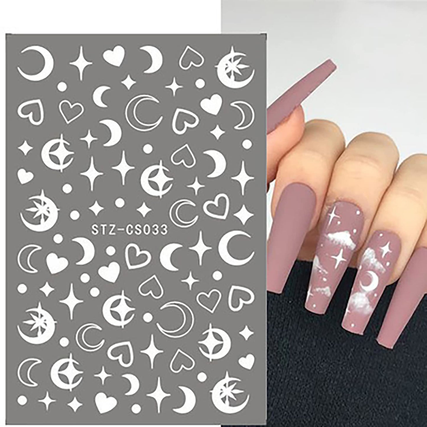Pendant Flowers Nail Art Adhesive Sticker 3D Self-Adhesive Nail Decals Art Design Holographic Stars Heart Moon Nail Art Sticker Decoration for Women Manicure Tips Acrylic Nails DIY Nails Art Supplies