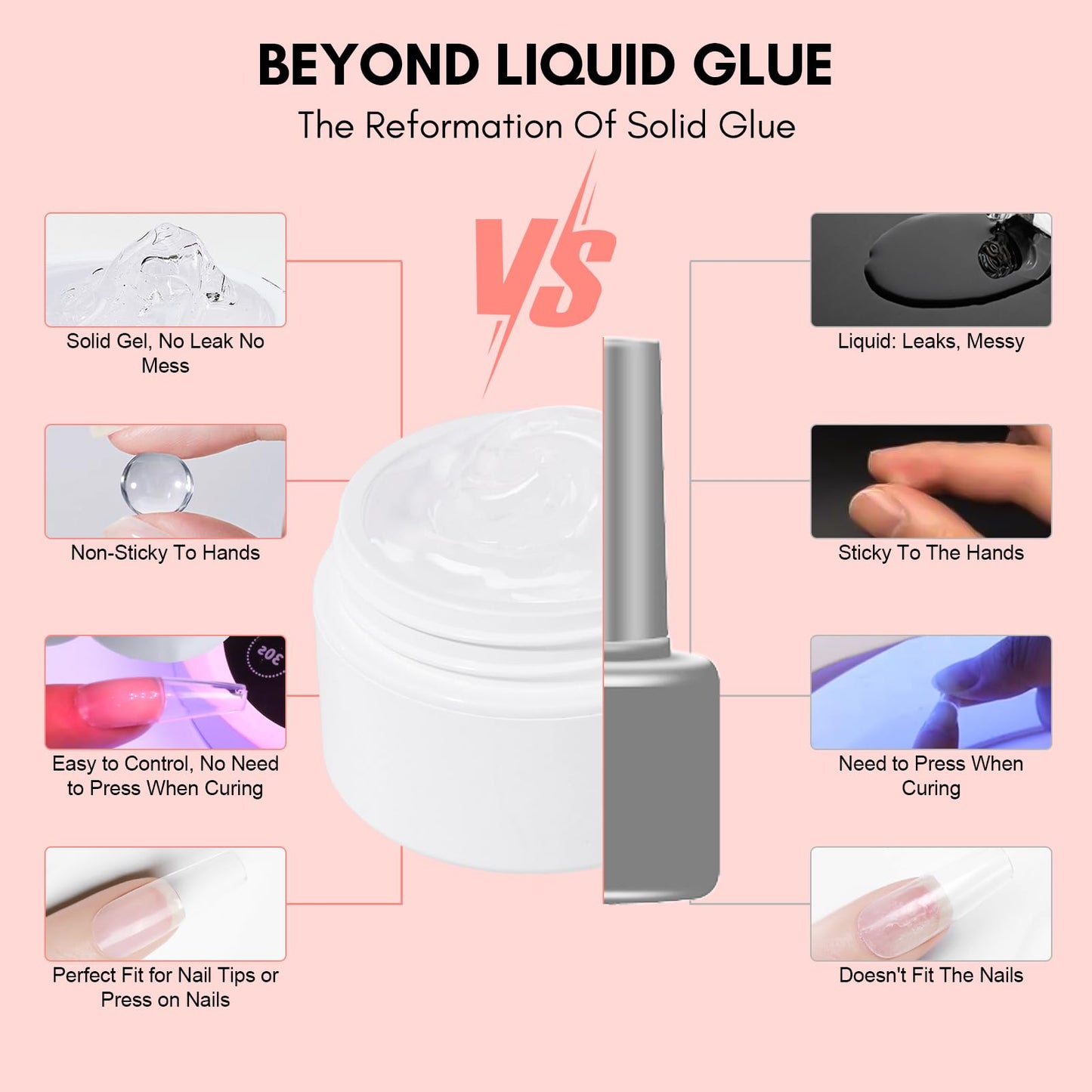 Makartt Nail Glue and Tips Kit: 15ML Solid Gel with Almond & Coffin Pre-Buffed Fake Nails, Portable UV Lamp, Base and Top Coat, Nipper, Cuticle Remover and File for DIY Art Manicure