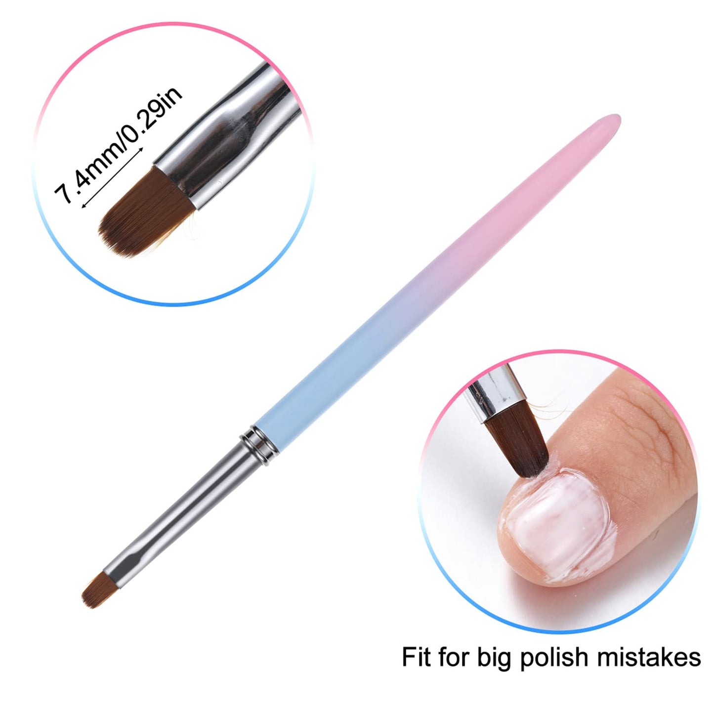 INENK 2PCS Round&Angled Nail Art Clean Up Brushes for OPI Nail Polish Remover Cleaning Polish Mistakes on the Cuticles + 4PCS Nail Liner Brushes for Nail Art and Designs