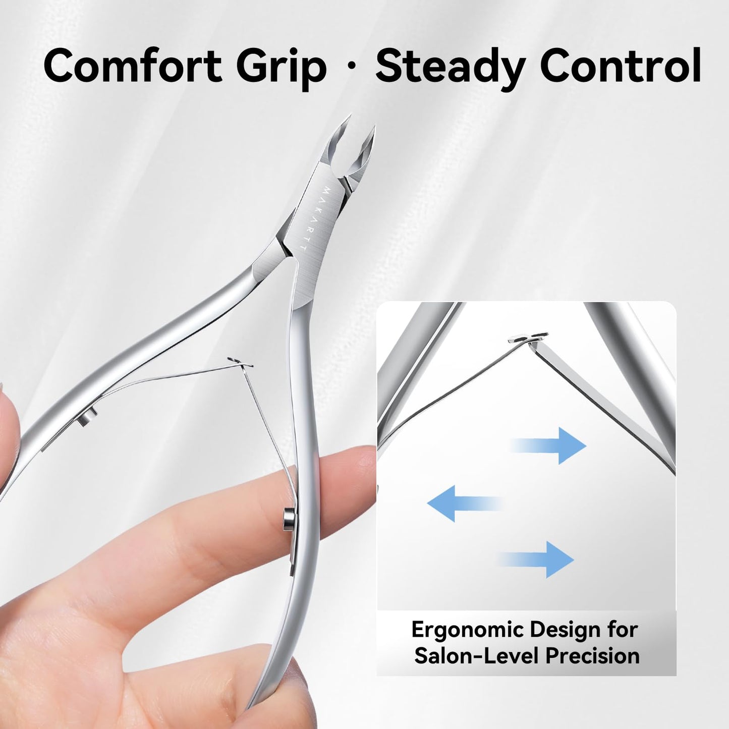 Makartt Professional Cuticle Nipper: 1/2 Jaw Precision Cuticle Trimmer for Beginners & Nail Technicians, 5mm Short Blade, Rust-Resistant Stainless Steel, Salon & Detailed Nail Art Use (Pearl Chrome)