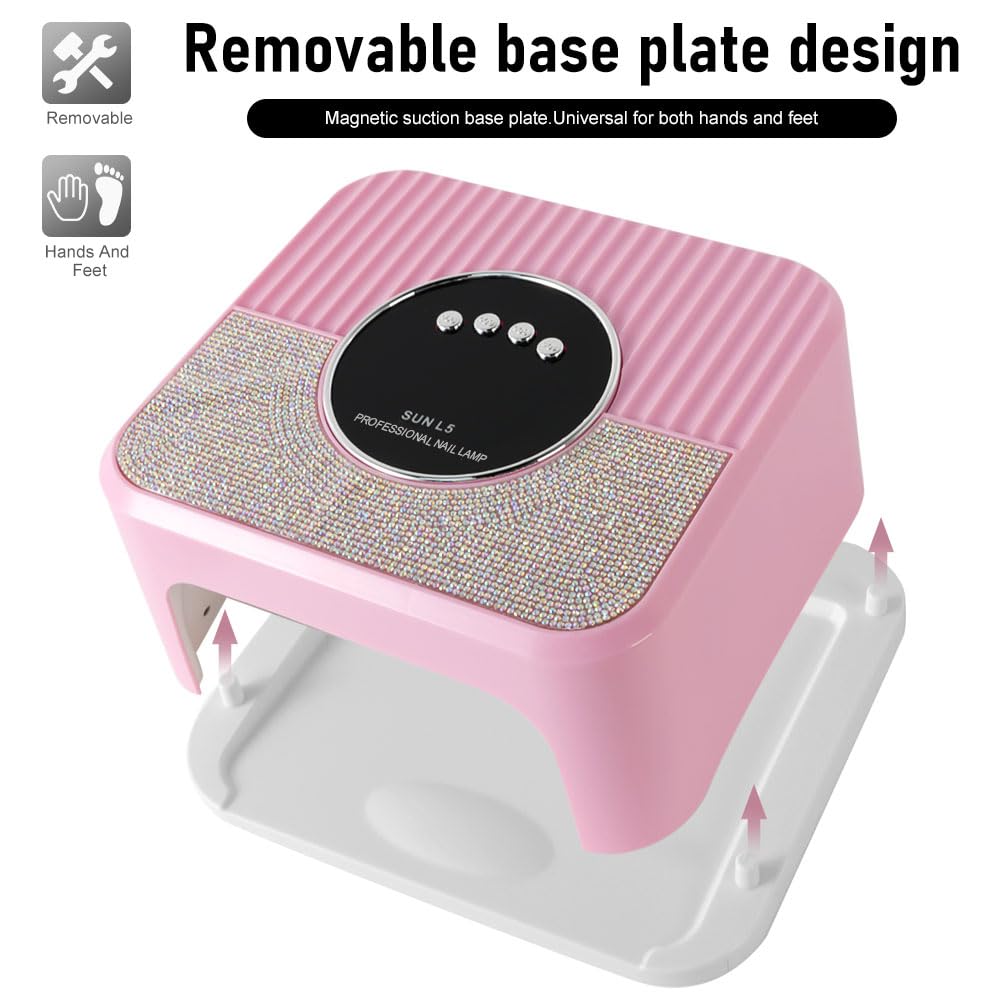 LIMEGIRL UV LED Nail Lamp Kit for Gel Polish Professional Fast Curing Pink Dryer Light Set with Protection Gloves Nail Art Cure Machine for Manicure Pedicure at Home and Salon