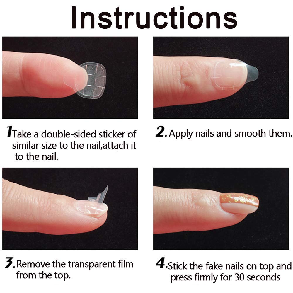 Mwellewm 240 Pcs 10 Sheets Nail Glue Stickers Double Side for Press on Nails Stickers,Waterproof Breathable False Nail Tips Jelly Adhesive Nail Tabs Glue