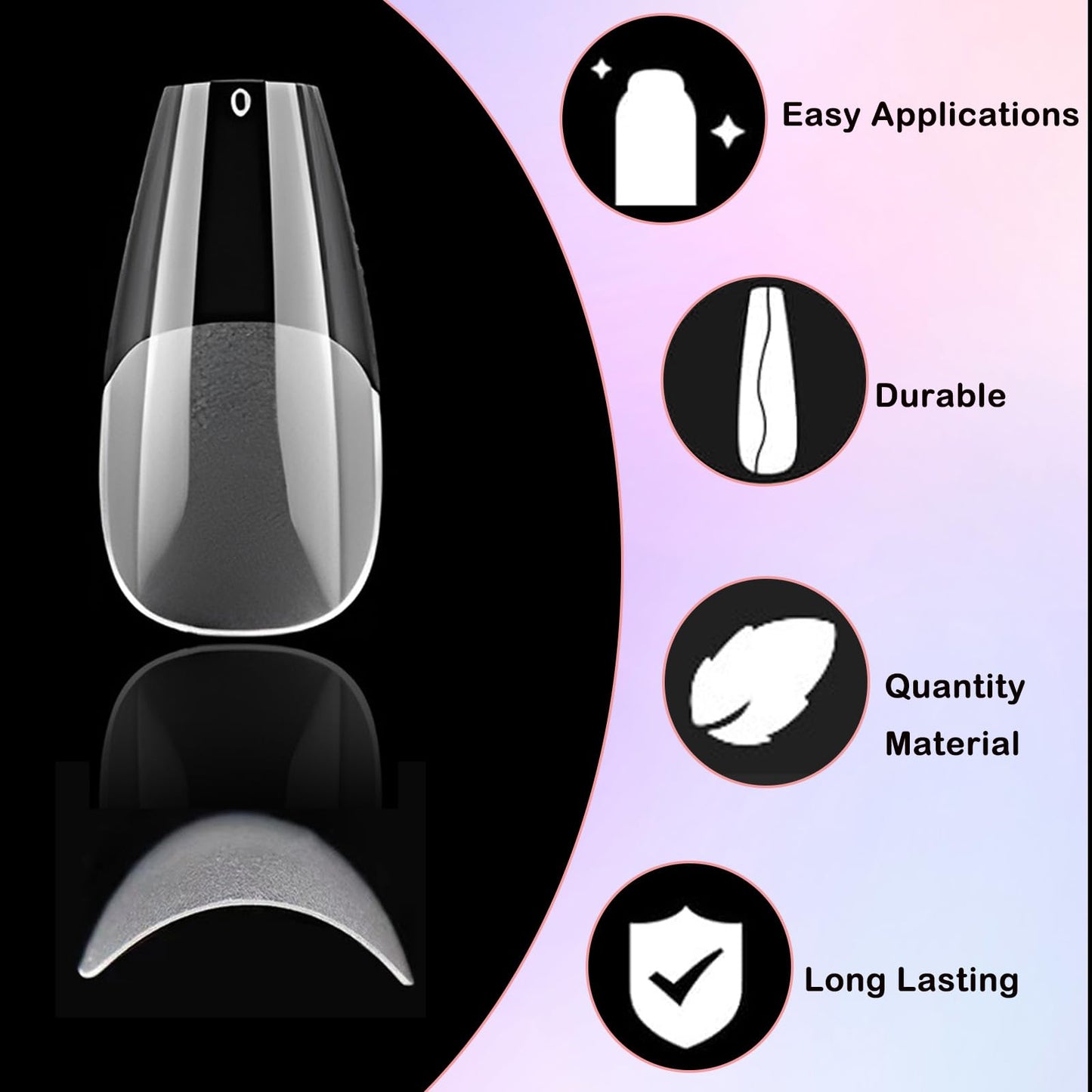 LoveOurHome 600pc Coffin Fake Nail Tips Clear Press on Nails Medium, Full Cover Gel Nail Tips Coffin Clear Medium Fake Nail Soft Gel False Nails Artificial Fingernails for Acrylic Nails Extension