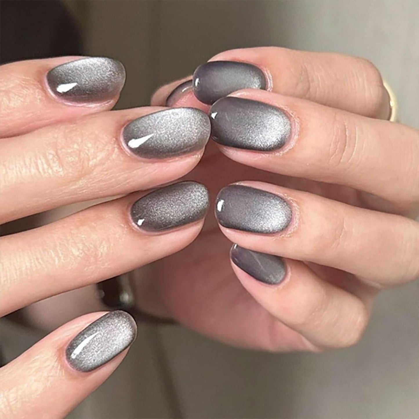 4 Packs（96Pcs）Oval Press on Nails Short Fake Nails Glitter False Nails Acrylic Nails Oval Nails Press ons Glossy Glue on Nails Full Cover Stick on Nails for Women Girls