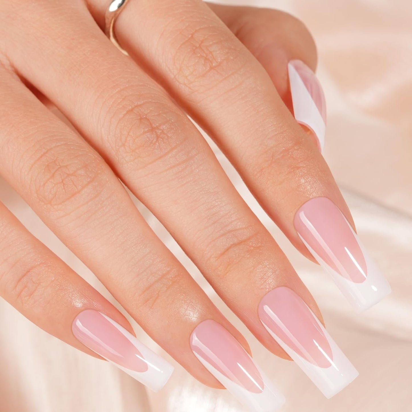 Vansiho Long French Gel Nail Tips 600Pcs, Long Square Soft Gel Nail Tips, Pink French Tips Press on Nails, Fake Nails with Box for Nail Art DIY 15 Sizes