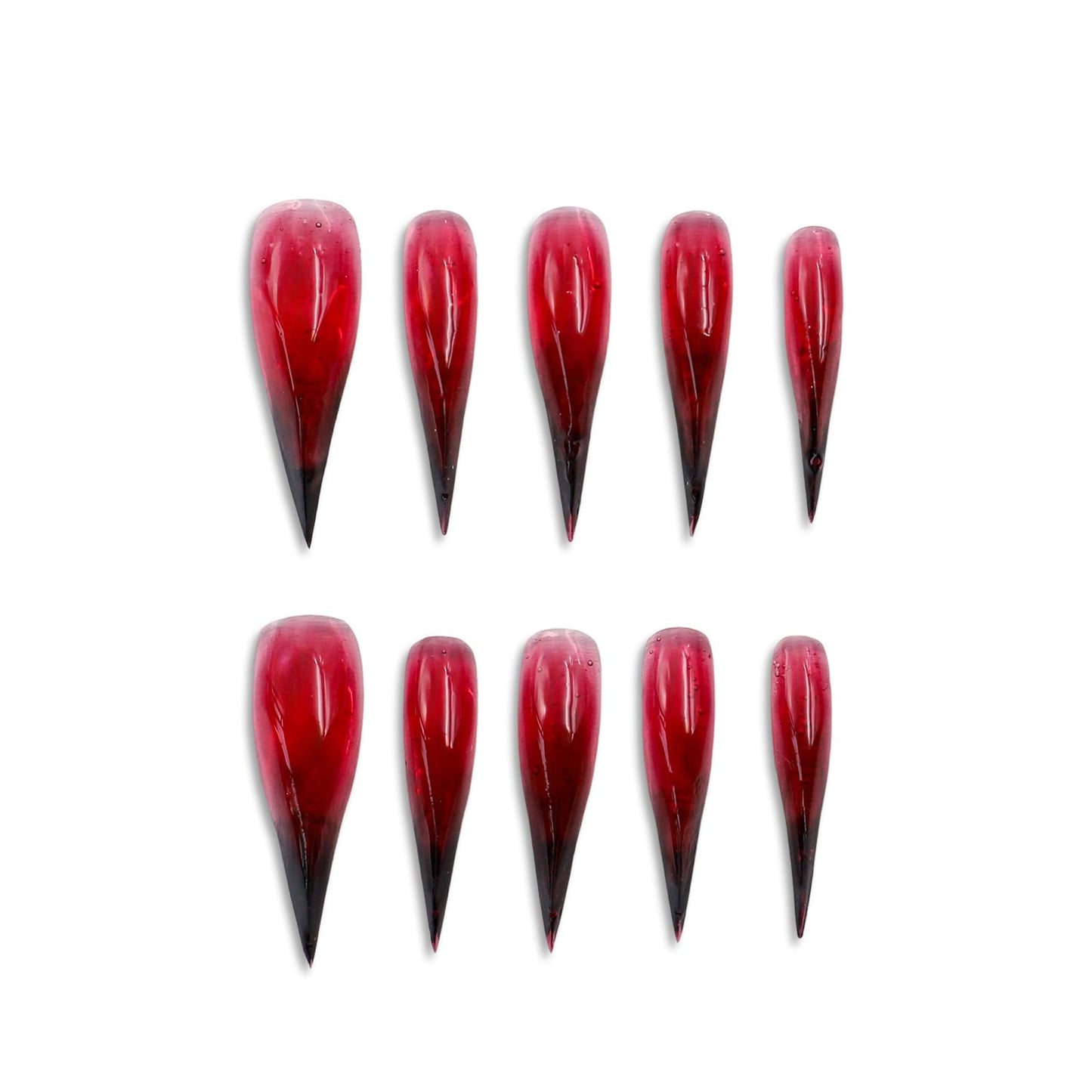 Handmade Press on Nails Long Fake Nails Bloody Black Red Gradient 3D Eagle Claw Design Thickened Goth Acrylic False Nail Long Curved Stiletto Full Cover Eagle Claw Art Glue on Nail for Women（Size M）